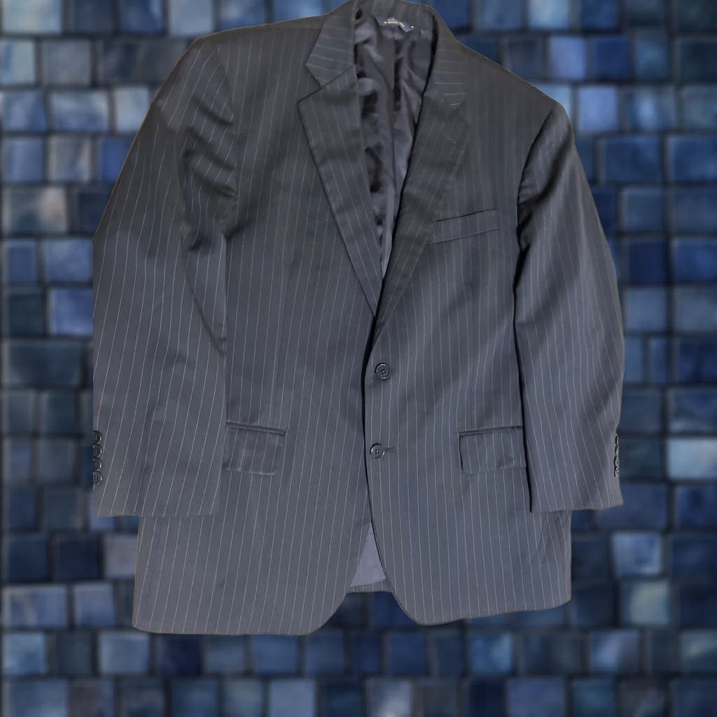 Brooks Brothers VINTAGE Brooks Brothers Blazer Mens 43S Navy Blue Pinstripe Trabaldo Togna Wool Classic USA Size 46R - 1 Thumbnail