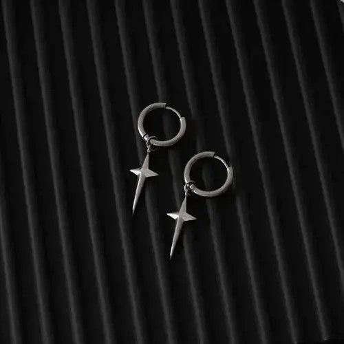 Other × Sterling Silver 925 Silver Plated Cross Star Dangle Drop Earrings for Men Size ONE SIZE - 2 Thumbnail