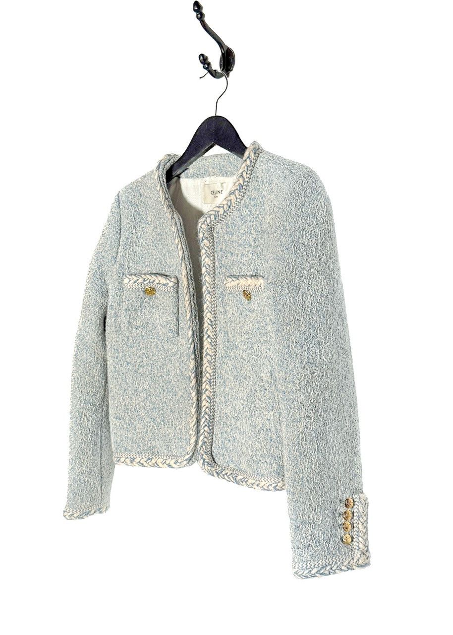 Celine Celine Blue Ivory Tweed Open Cardigan Jacket Size S / US 4 / IT 40 - 2 Thumbnail