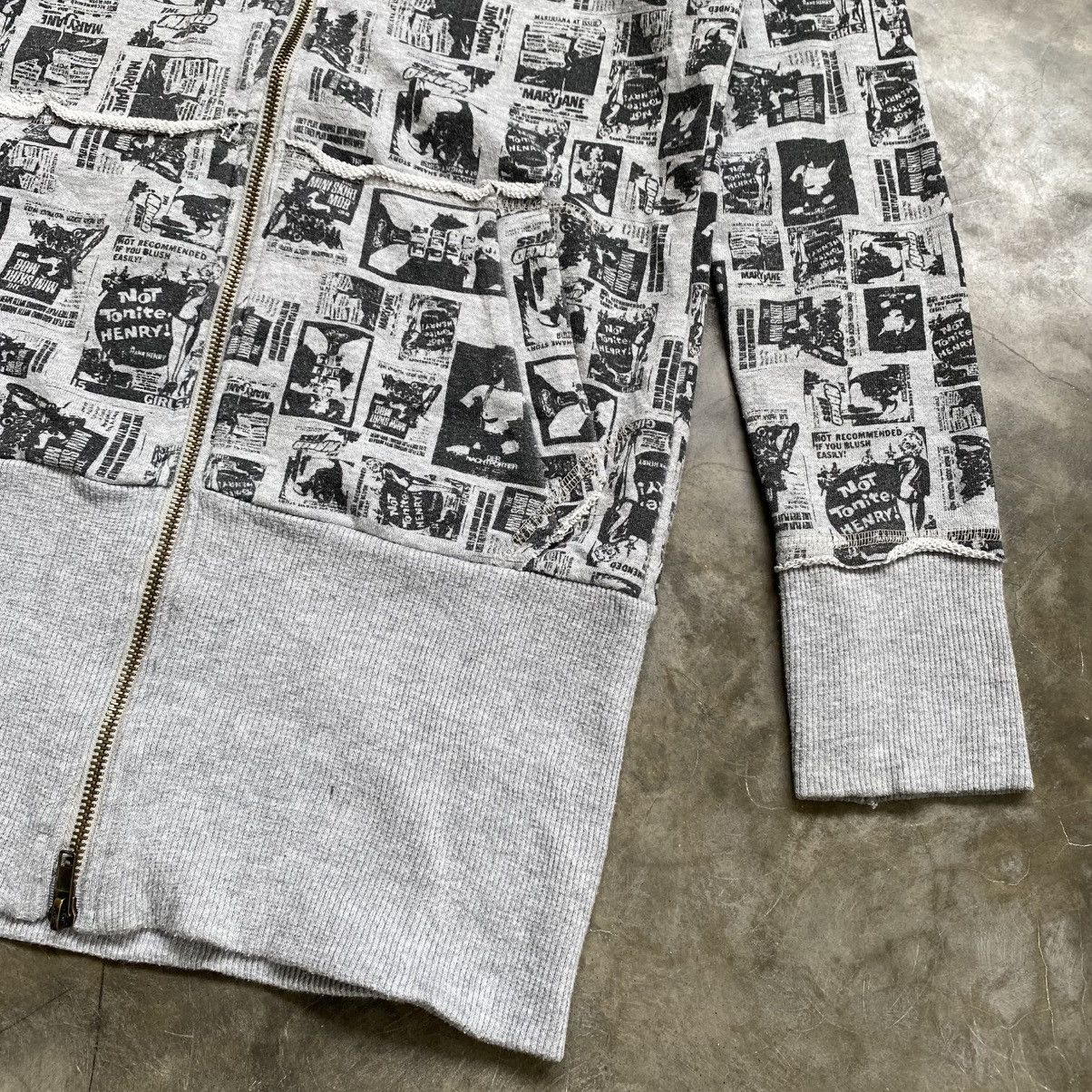 Hysteric Glamour 2000s SPIGA Grey Punk Style Newspaper Print Full Zip Hoodie Size US M / EU 48-50 / 2 - 5 Thumbnail