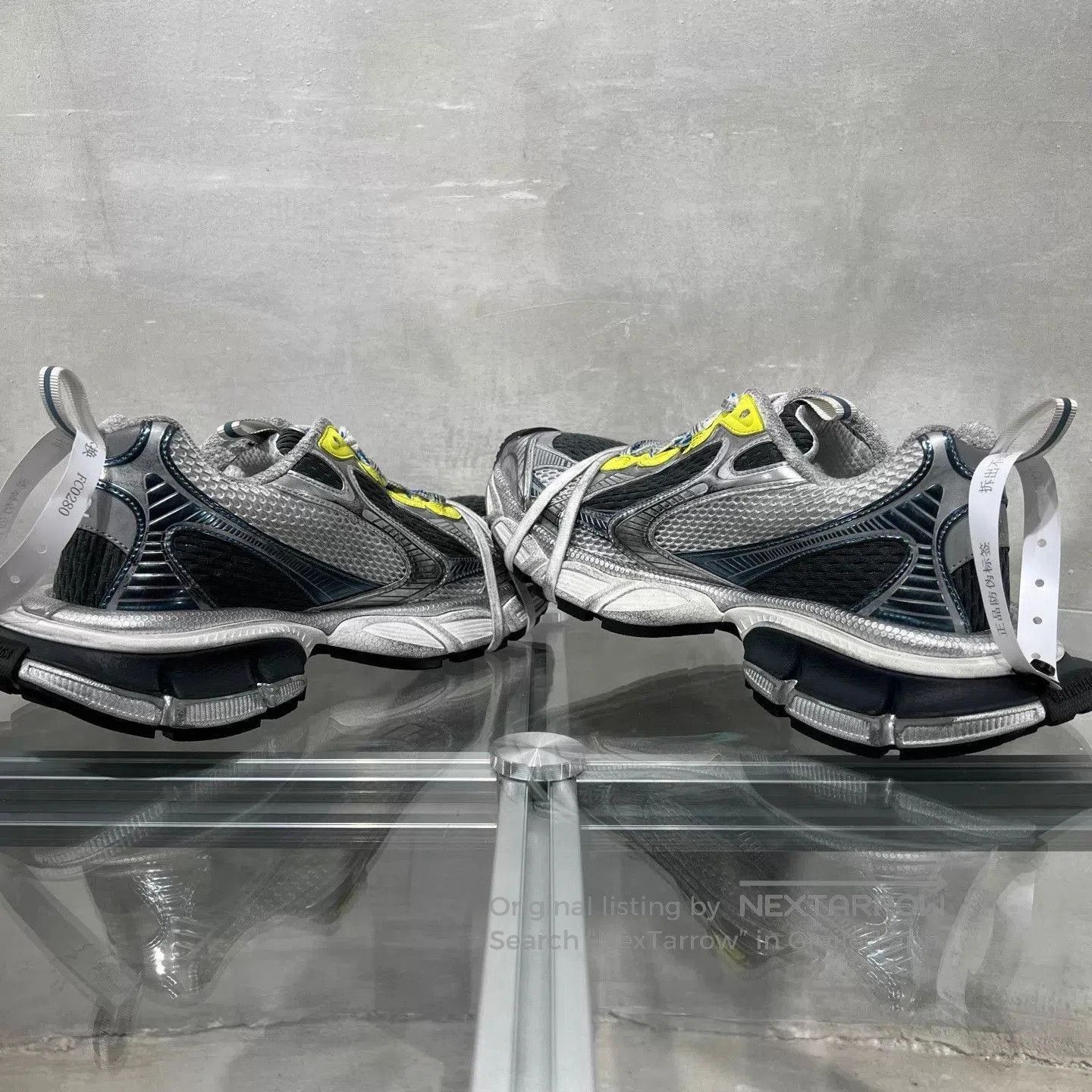 Balenciaga Silver Athletic Sneakers with Yellow Accents Size 9. Size US 9 / EU 42 - 5 Thumbnail