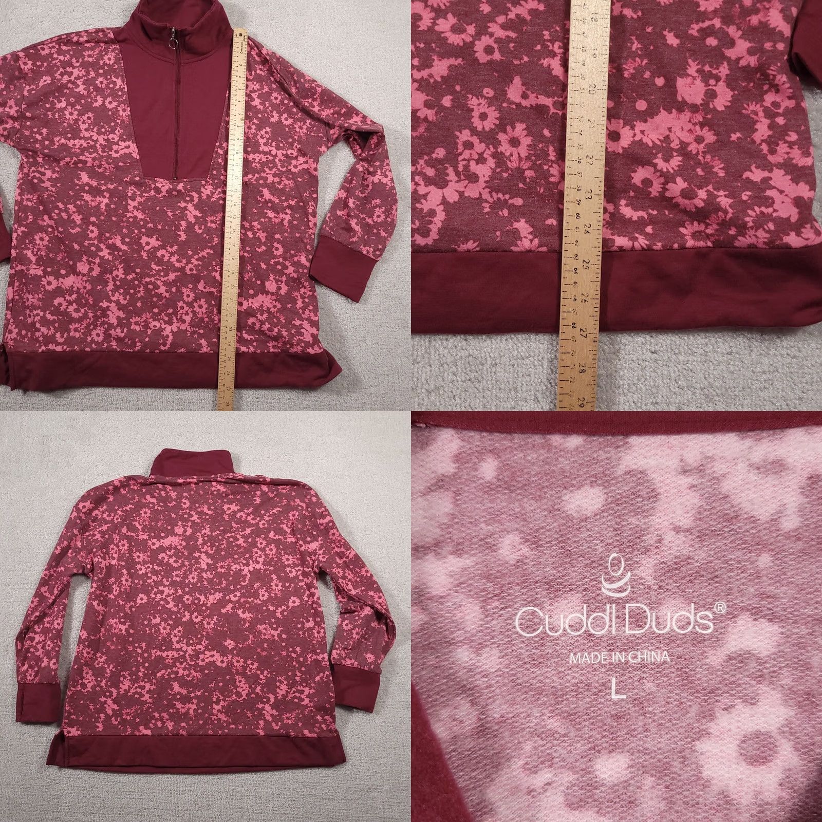 Vintage Cuddl Duds Comfortwear 1/2 Zip Mock Neck Pullover Women's Large Floral Casual Shirt Size L / US 10 / IT 46 - 8 Thumbnail