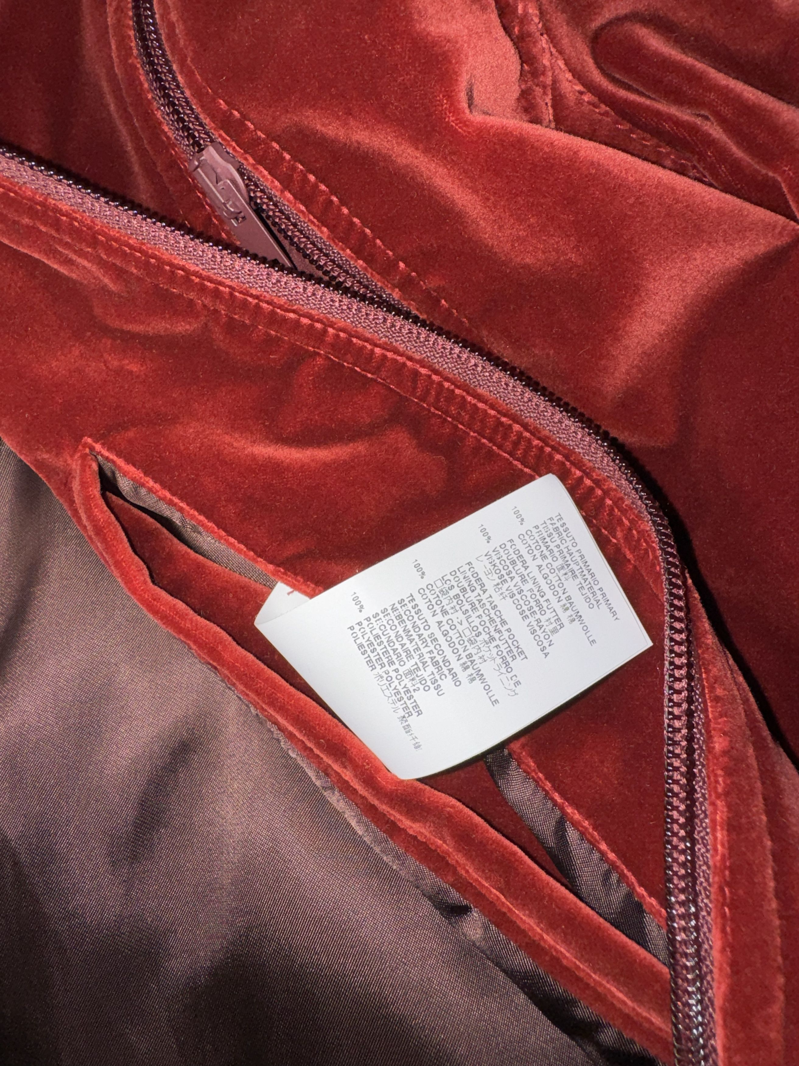 Maison Margiela MM10 red velour zip jacket Size US M / EU 48-50 / 2 - 7 Thumbnail