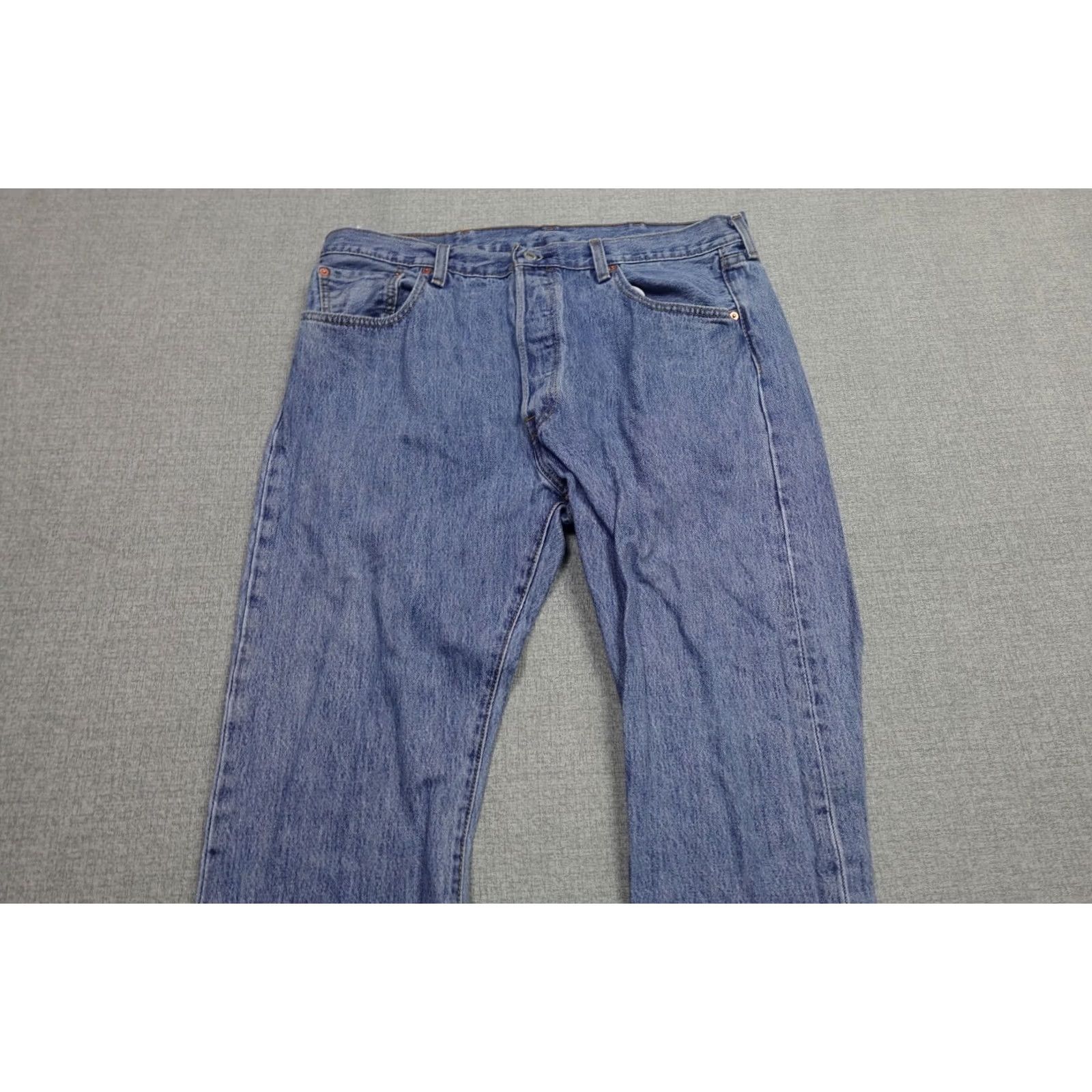 Levi's Levi's 501 Jeans Mens 38x30 Blue Straight Light Wash Button Fly Western Rancher Jeans Size US 38 / EU 54 - 3 Thumbnail