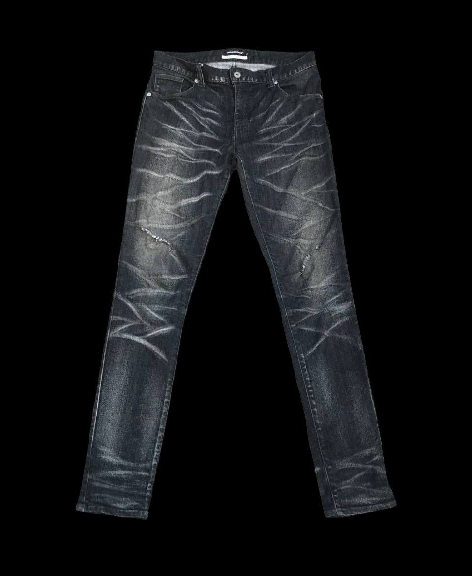 Tornado Mart × semanticdesign Semantic JAPAN Herringbone Black wash Distressed jean Slim Size US 29 - 11 Thumbnail