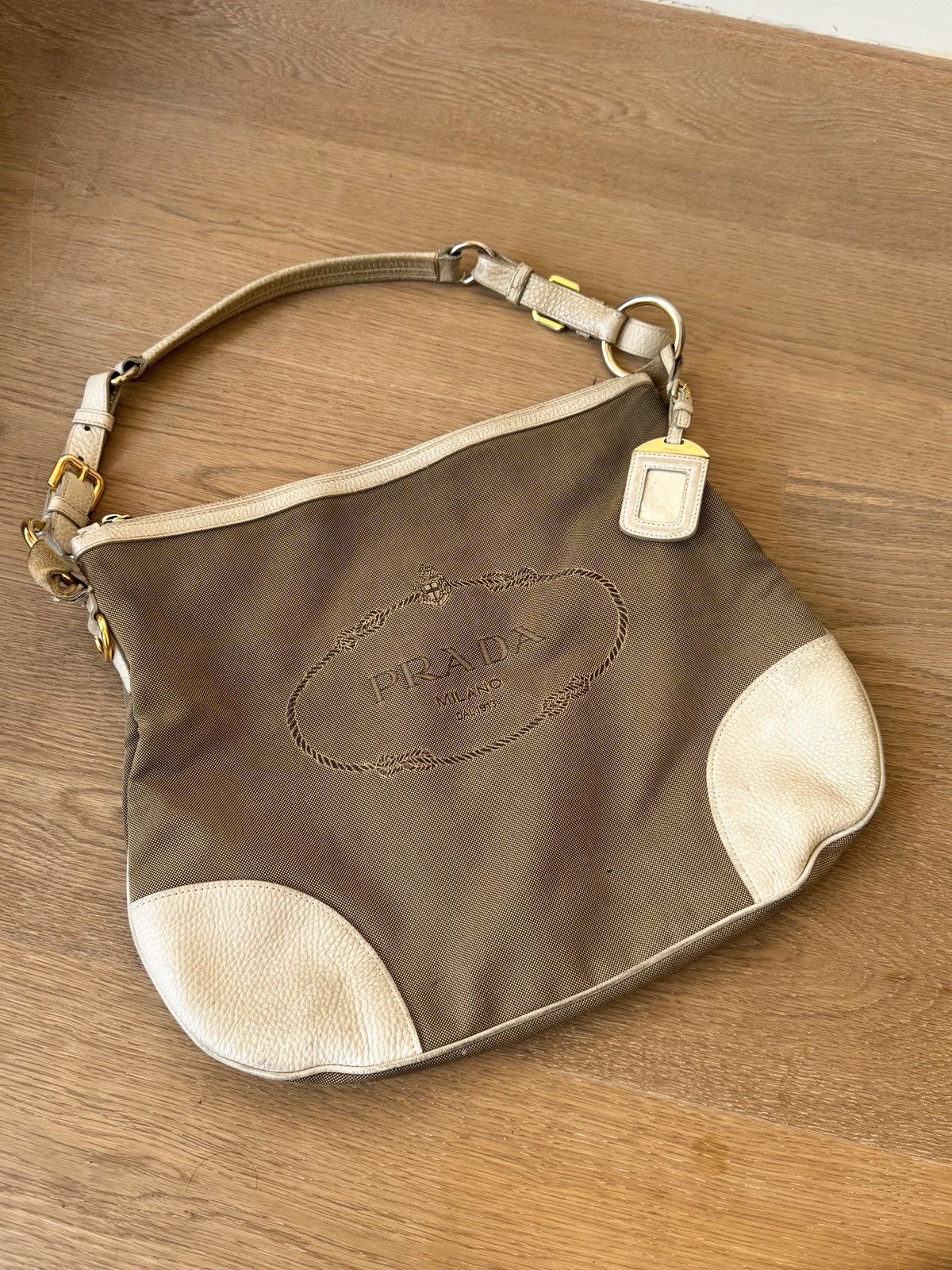 Prada Prada Jacquard Hobo Bag BR4944 Brown White Size ONE SIZE - 1 Thumbnail