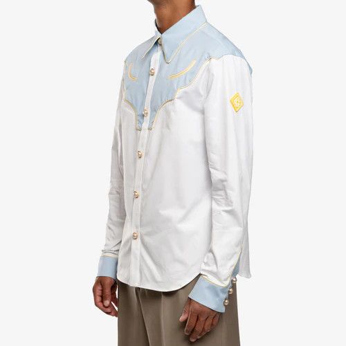 Casablanca o1mle0326 Western Shirt in White/Light Blue Size US M / EU 48-50 / 2 - 2 Thumbnail