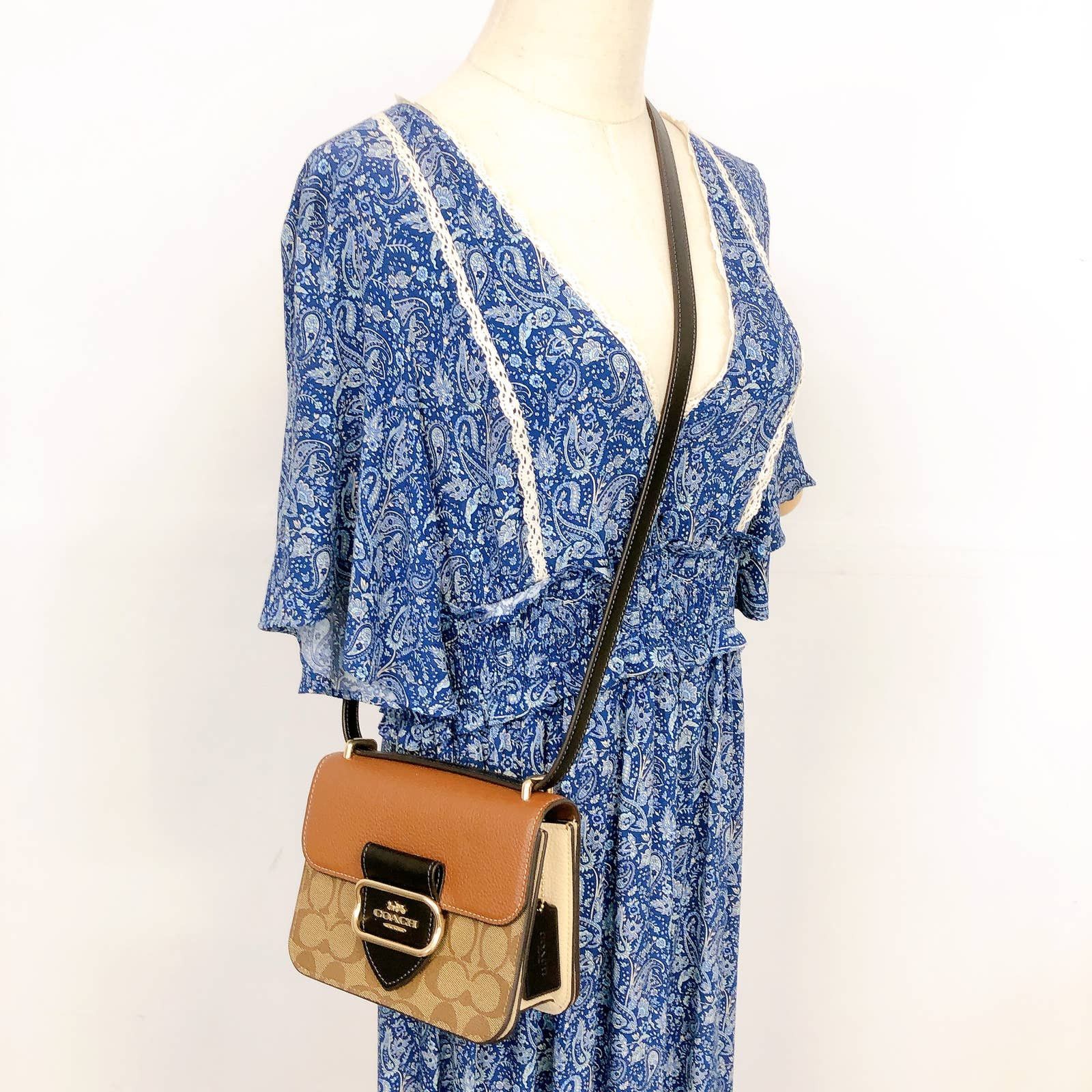 image of Coach Cl462 Morgan Square Crossbody In Colorblock in Brown, Women's