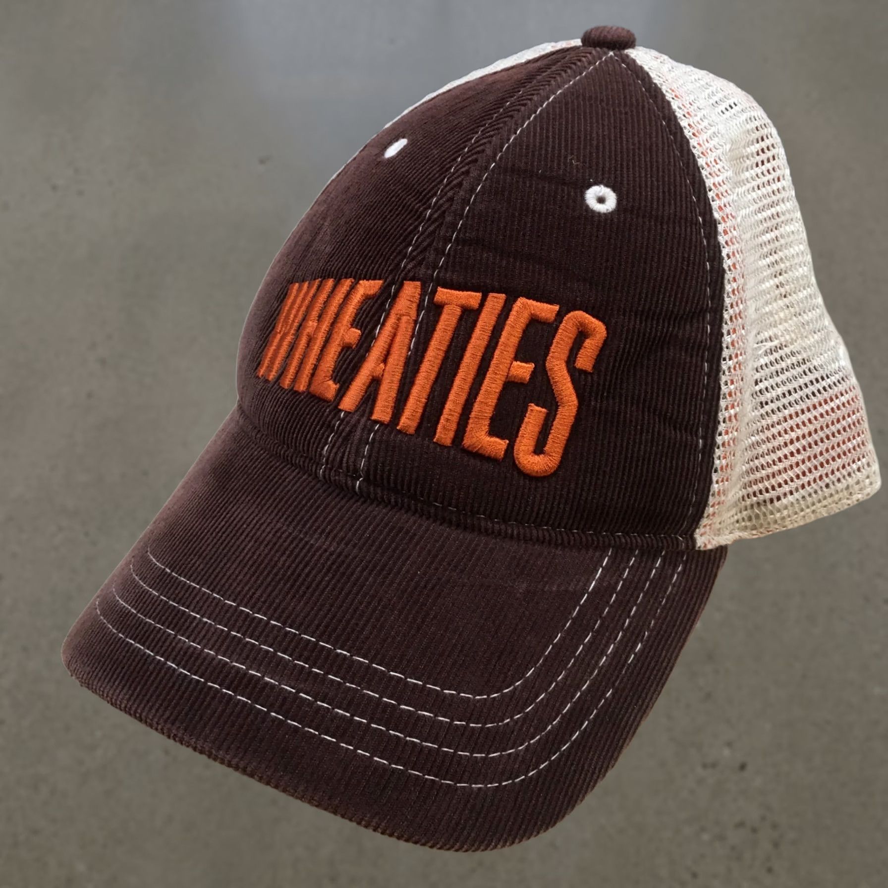 Logo 7 Wheaties Trucker Hat Mens Brown One Size Embroidered Logo Corduroy Curved Brim Size ONE SIZE - 1 Thumbnail