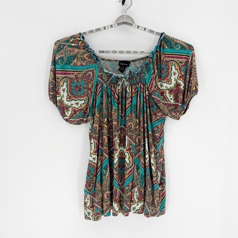 Other Lane Bryant True Y2K paisley teal brown shirt size 26/28 Size 3XL / US 20-22 - 1 Thumbnail