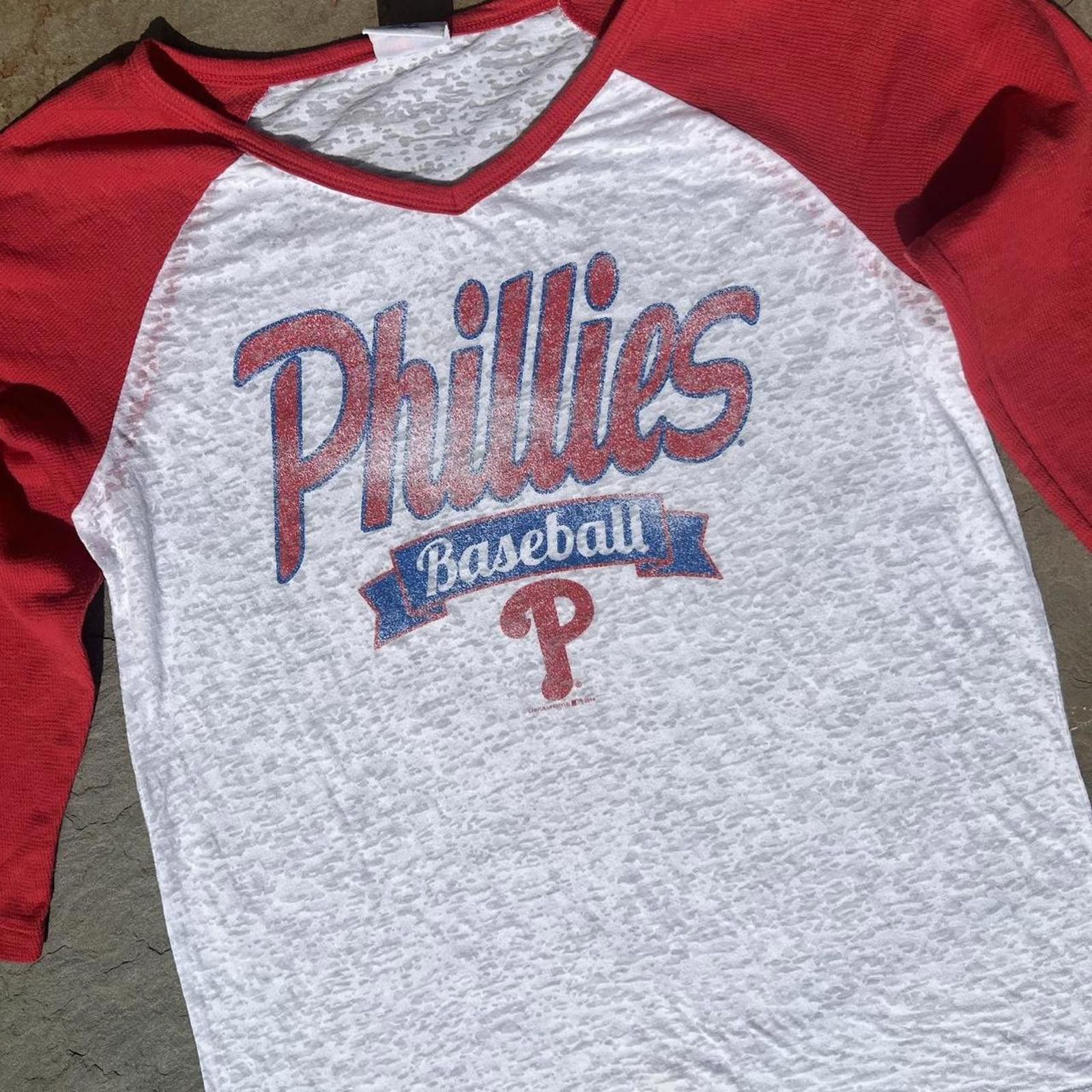 MLB Phillies Stonewashed Distressed Raglan T-shirt Size M / US 6-8 / IT 42-44 - 2 Thumbnail