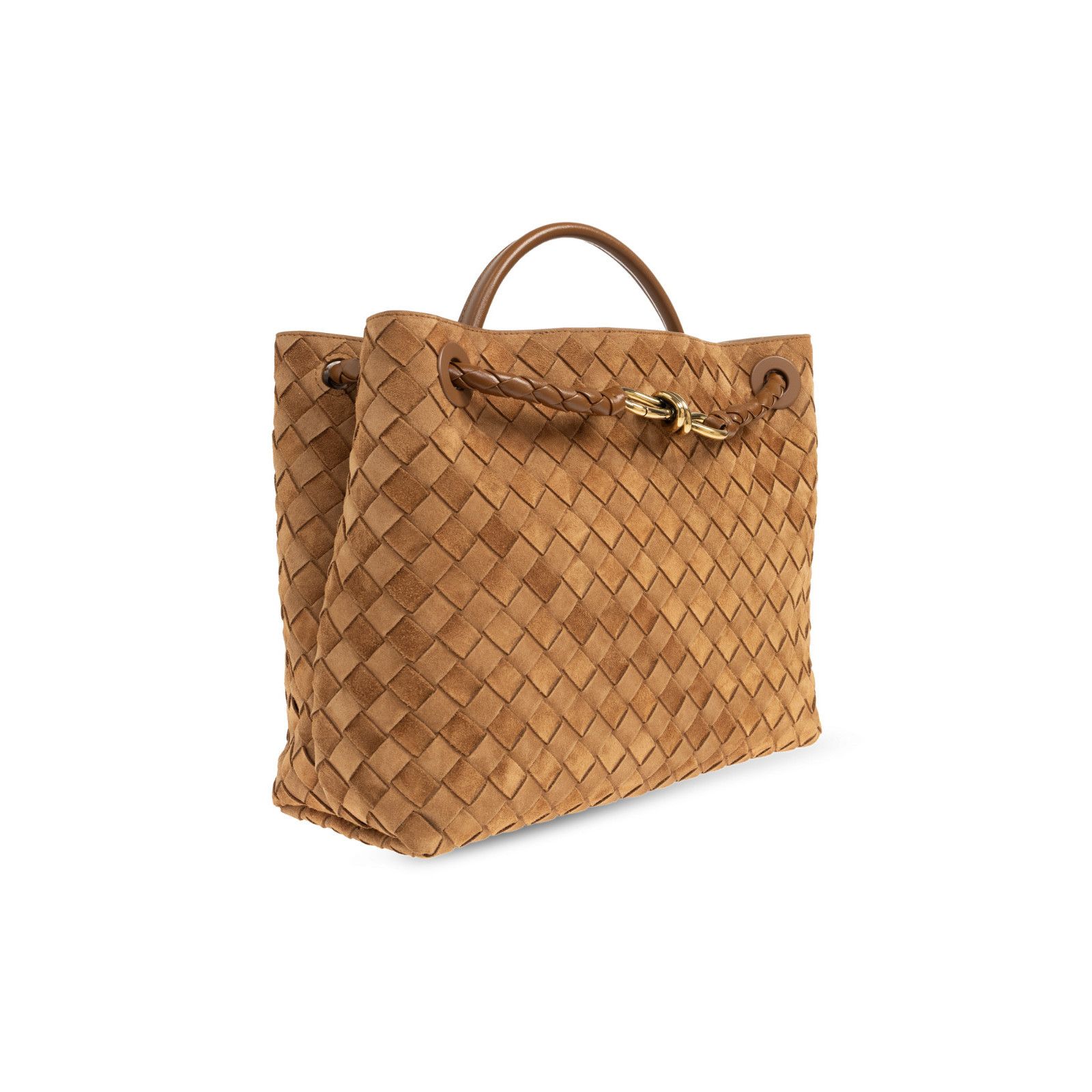 Bottega Veneta BOTTEGA VENETA Andiamo Medium $5700 Amber Suede Top Handle B Size ONE SIZE - 3 Thumbnail