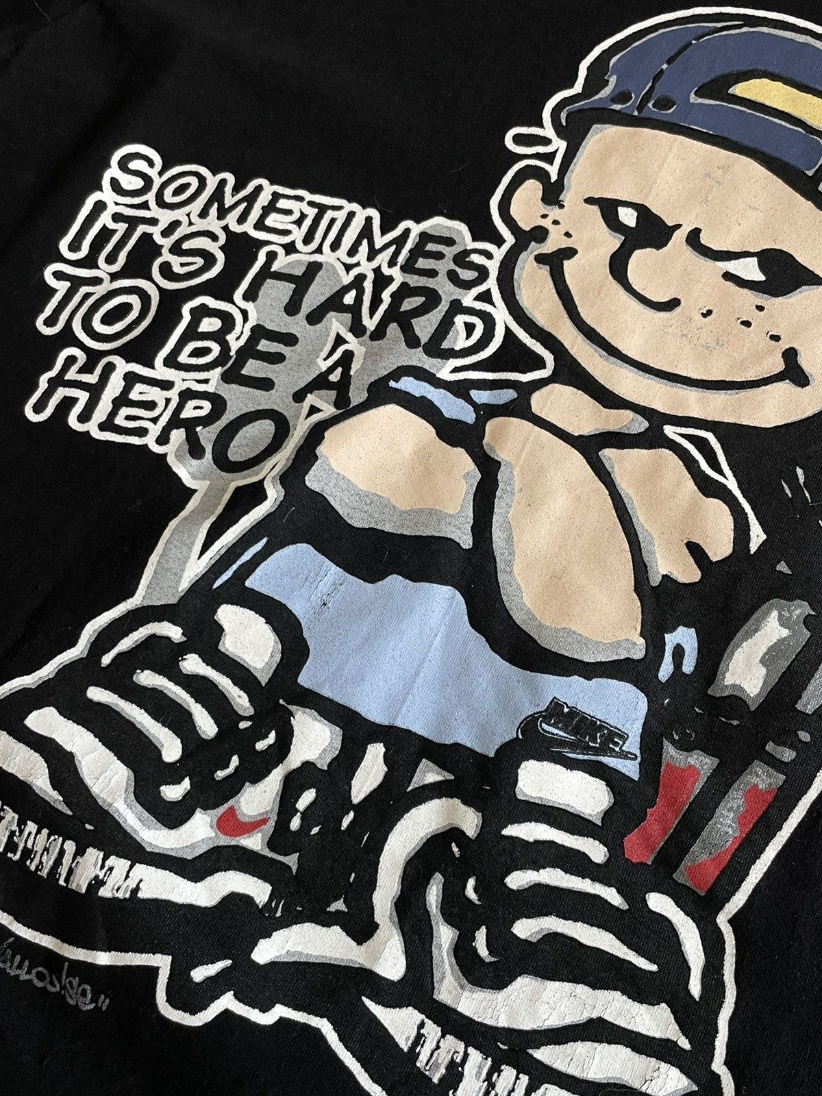 Japanese Brand × Vintage Vintage 90’s Skate Gang Style Y2K T-Shirt Hard To Be A Hero Size US L / EU 52-54 / 3 - 4 Thumbnail