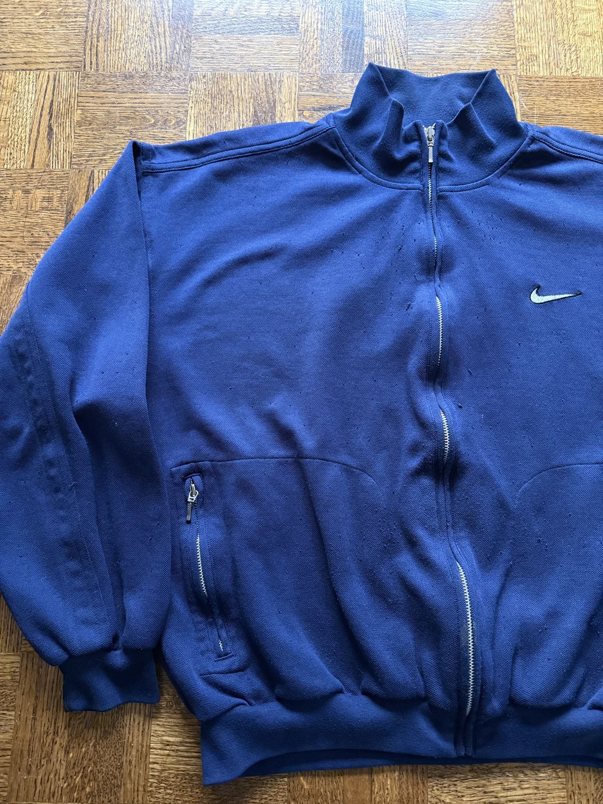 Vintage Vintage 90s Nike Chest Swoosh Track Warmup Jacket Size US L / EU 52-54 / 3 - 3 Thumbnail