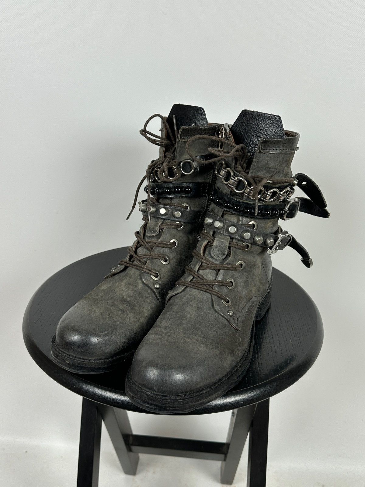 A.S.98 A.S.98. Airstep Grey Leather Biker Ankle Boots Size US 8 / IT 38 - 3 Thumbnail