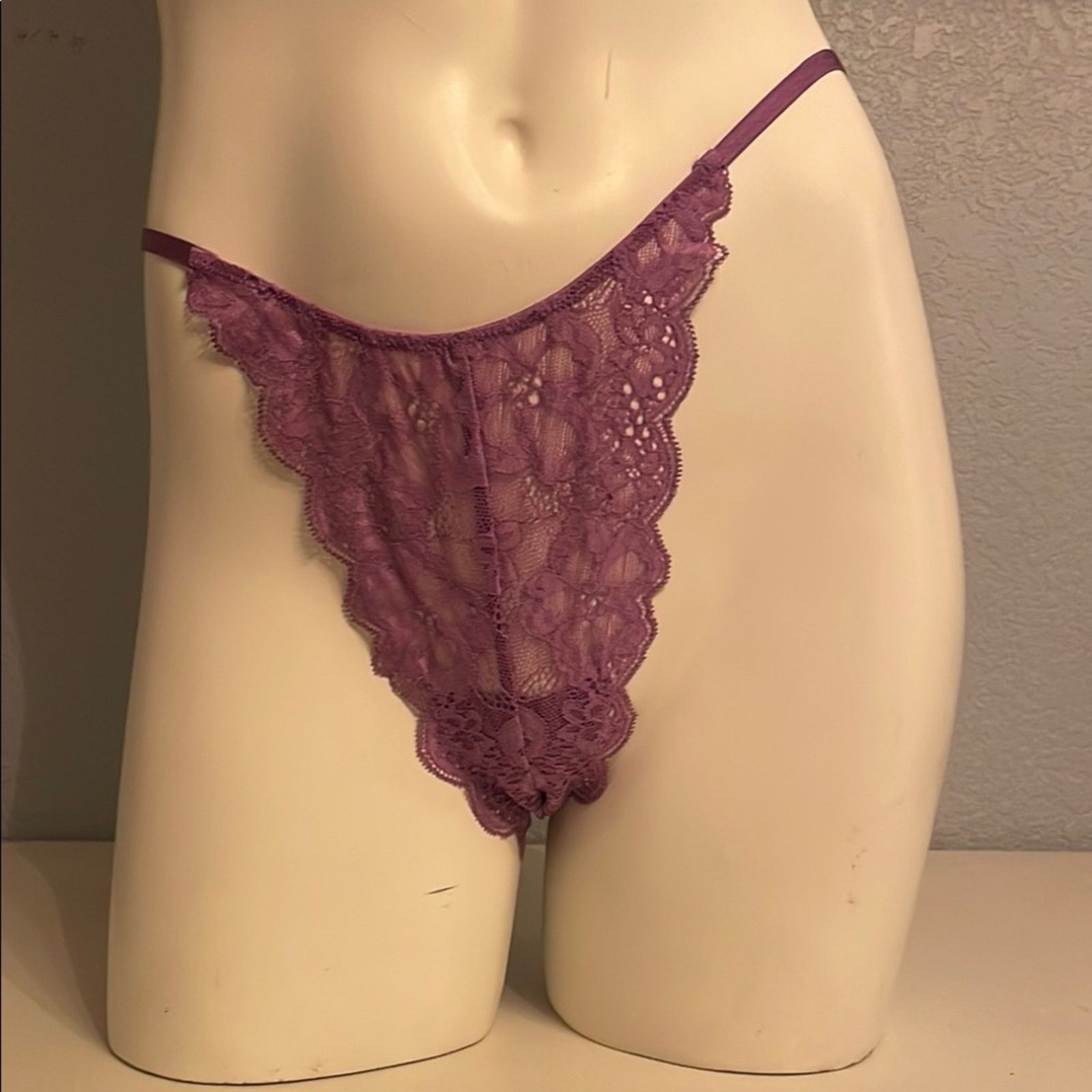 Victoria's Secret Victoria’s Secret Brazillian Thong Lavendar Lace VS Panties Size ONE SIZE - 3 Thumbnail
