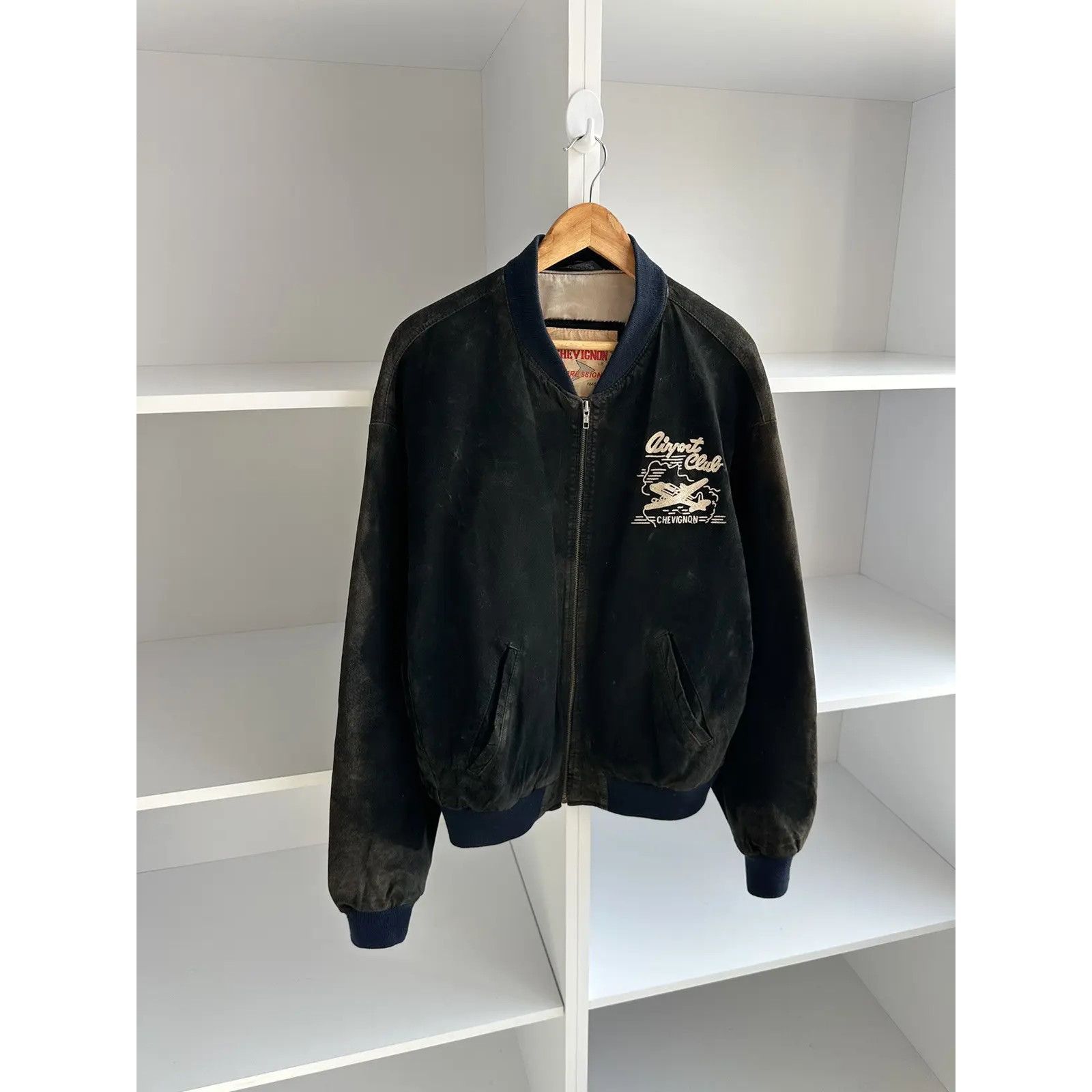 VTG Chevignon Airport Club Leather Bomber Jacket