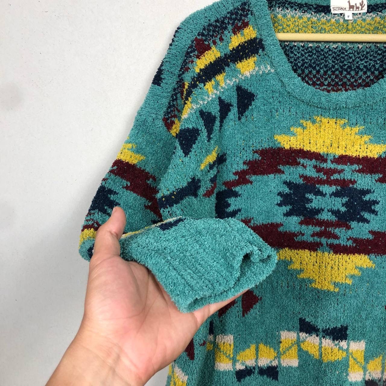 Native × Vintage Vintage Titicaca Navajo Aztec Native Wool Knitwear Size US L / EU 52-54 / 3 - 5 Thumbnail