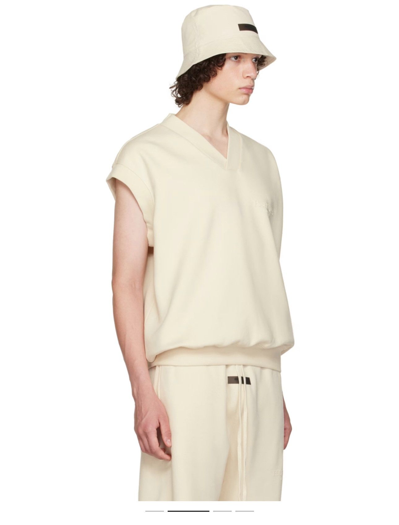 image of Fear Of God Essentials V-Neck Vest in Cream, Men's (Size XS)