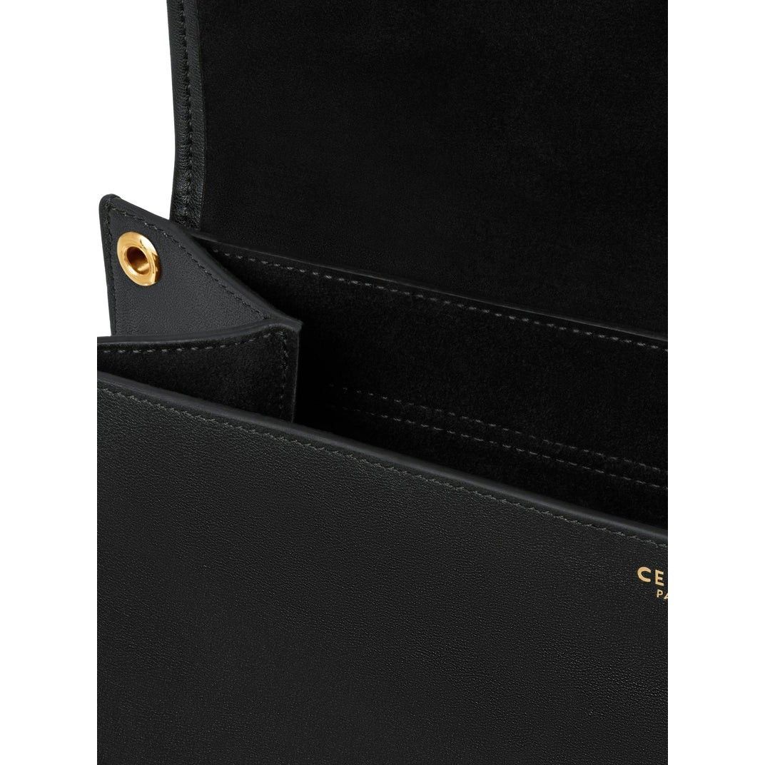 Celine CELINE Soft Triomphe Black Leather Shoulder Bag New Size ONE SIZE - 4 Thumbnail
