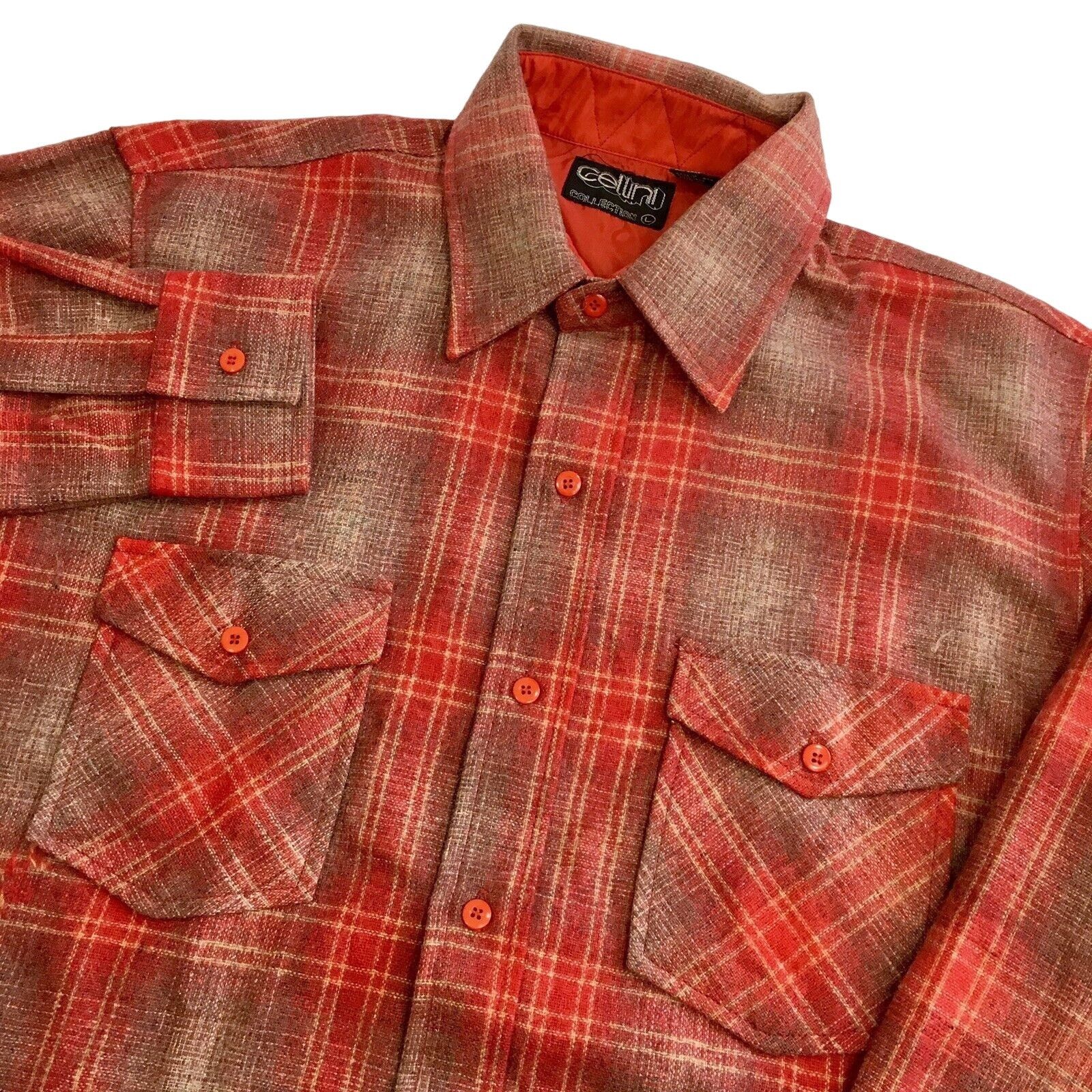 Other Vtg Cellini Red SHADOW PLAID Wool Flannel Chore Shirt Size US L / EU 52-54 / 3 - 1 Thumbnail