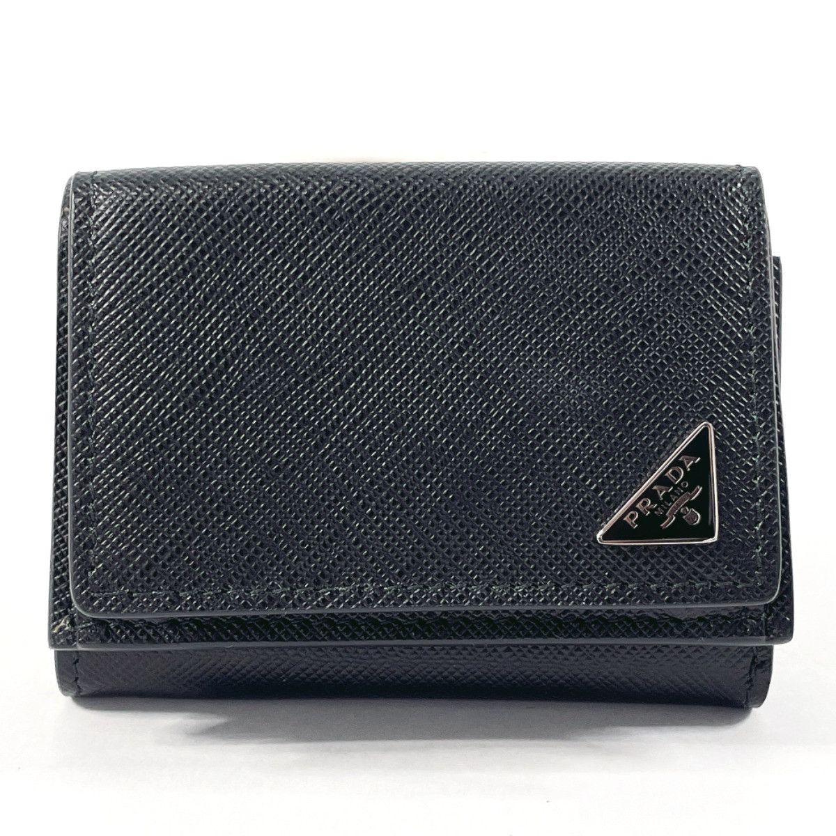 image of Prada Saffiano Trifold Wallet Short Wallet Leather 2Mh021 In in Black, Women's