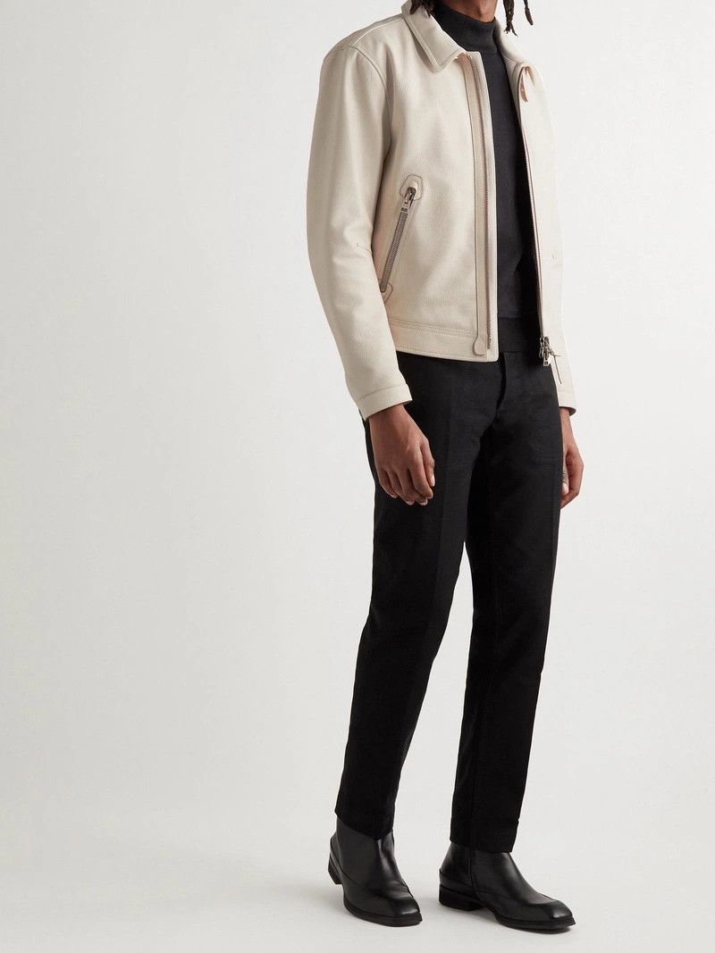Tom Ford TOM FORD - Full-Grain Leather Blouson Jacket - Neutrals Size US S / EU 44-46 / 1 - 2 Thumbnail