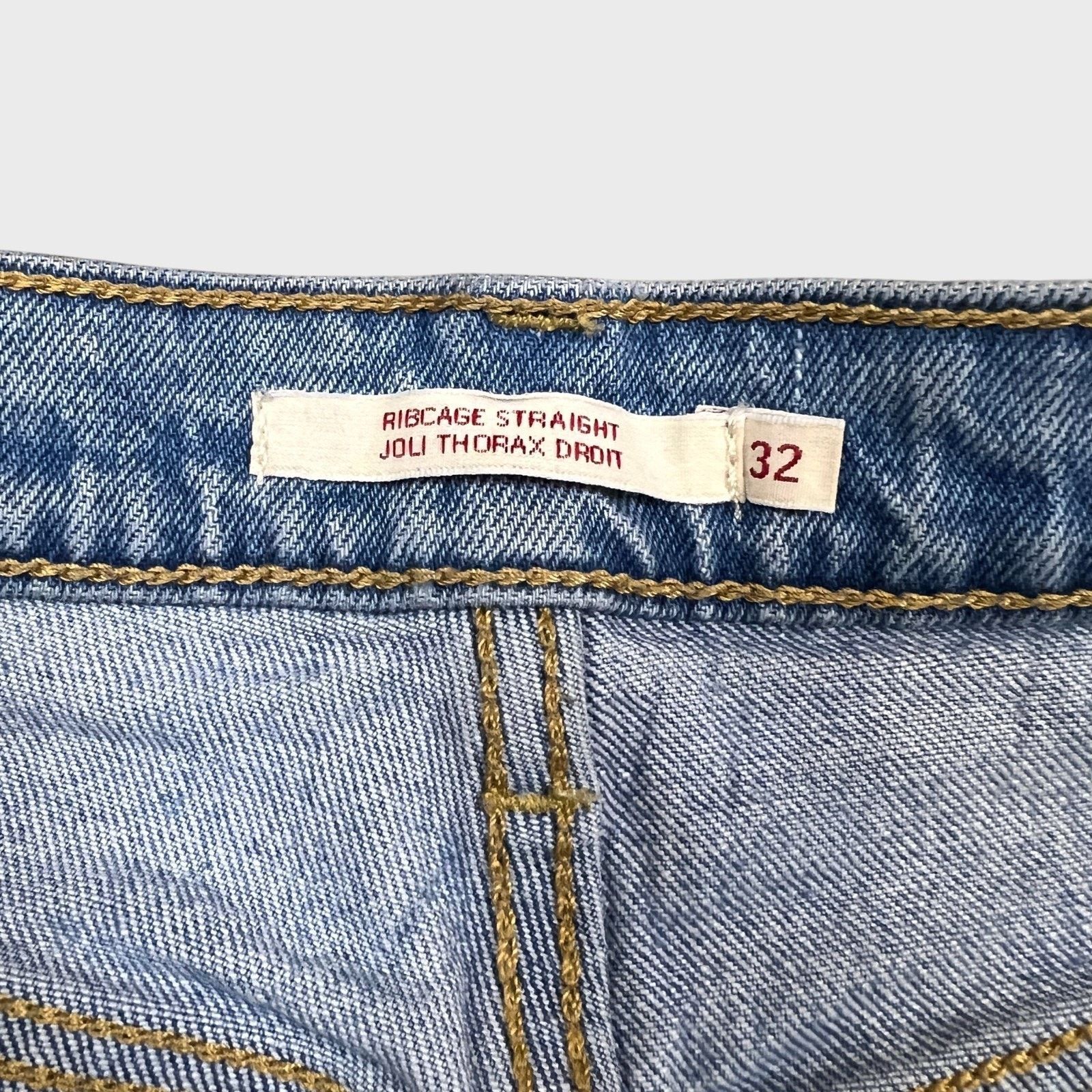 Levi's Levi's Ribcage Straight Jean 32x27 Blue Distressed High Rise Size 32" / US 10 / IT 46 - 10 Thumbnail