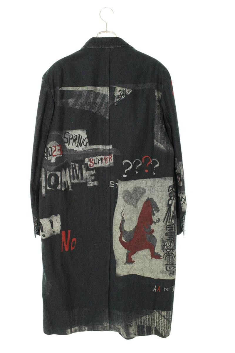 Yohji Yamamoto Yohji Yamamoto POUR HOMME black/Graphic print coat Size US M / EU 48-50 / 2 - 2 Thumbnail