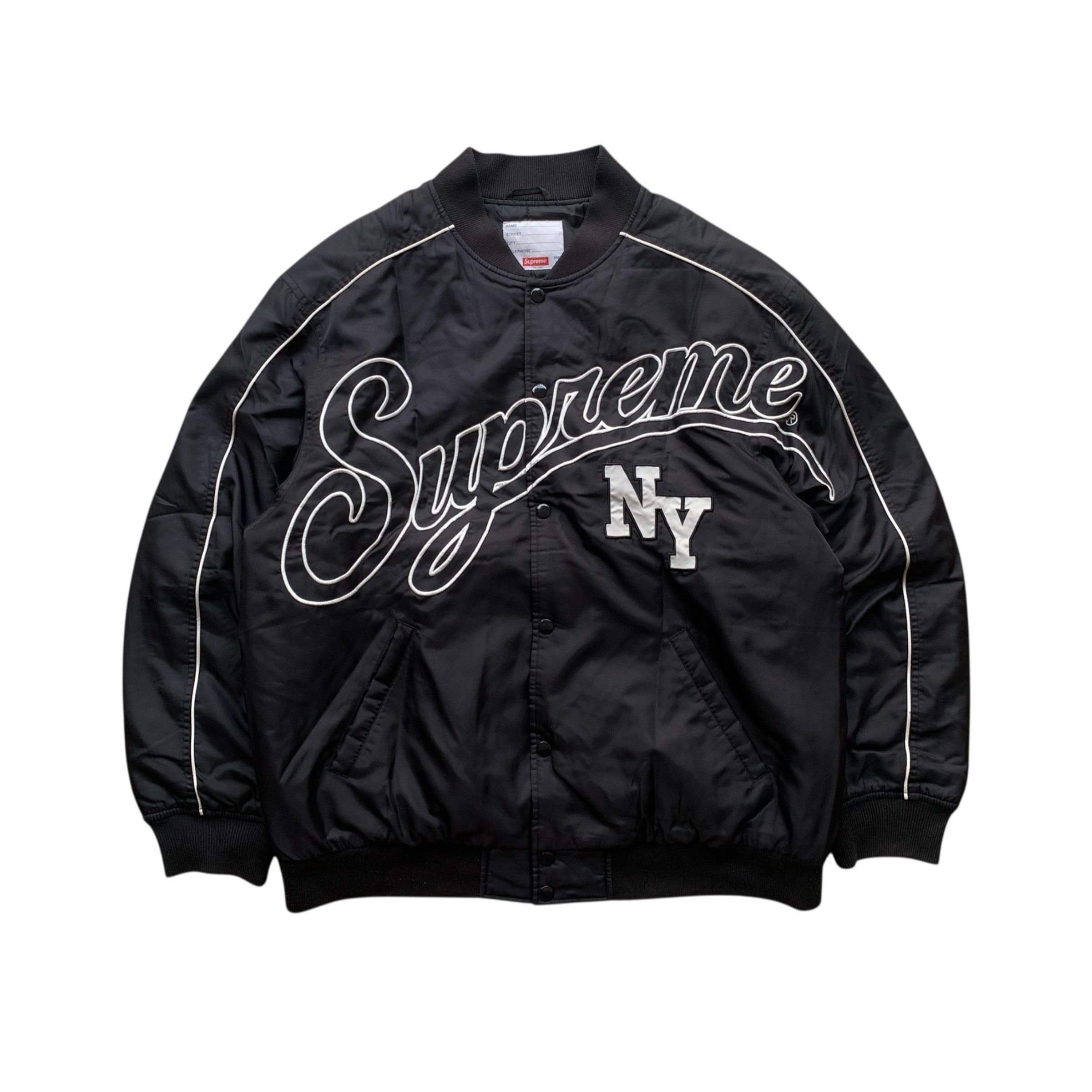 Supreme Supreme Script Contrast Varsity Bomber Jacket FW2020 Size US XL / EU 56 / 4 - 1 Thumbnail