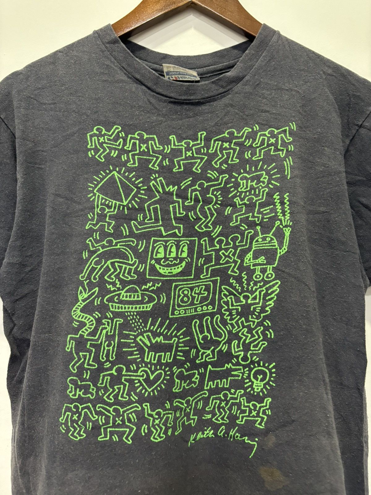 Keith Haring × Vintage Vintage 80’s Keith Haring Tshirt Size US M / EU 48-50 / 2 - 2 Thumbnail