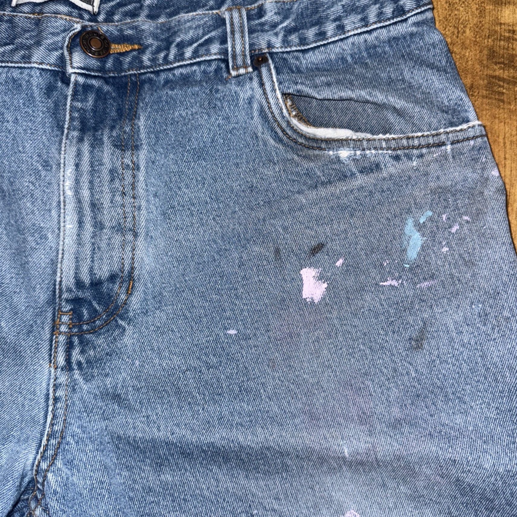 Route 66 VINTAGE Route 66 Jorts Men’s 38 Blue Distressed Paint Workwear Jeans Shorts Regular Mens Size US 38 / EU 54 - 3 Thumbnail