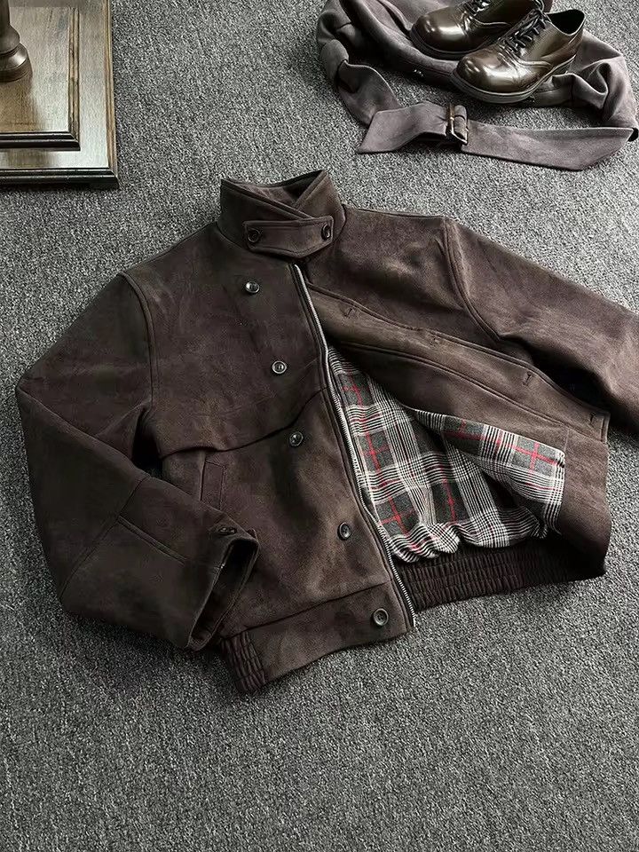 Vintage Casual Retro Vintage Style Faux Suede Y2k Collar Jacket Size US M / EU 48-50 / 2 - 1 Thumbnail