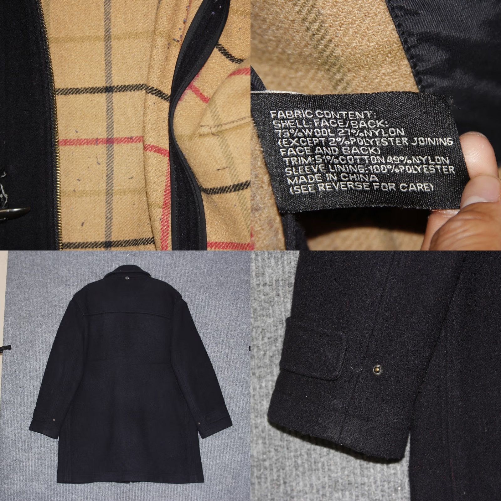 Vintage JOS A BANK Duffle Coat Mens L Navy Wool Blend Toggle Closure Pockets Lined Size US L / EU 52-54 / 3 - 8 Thumbnail