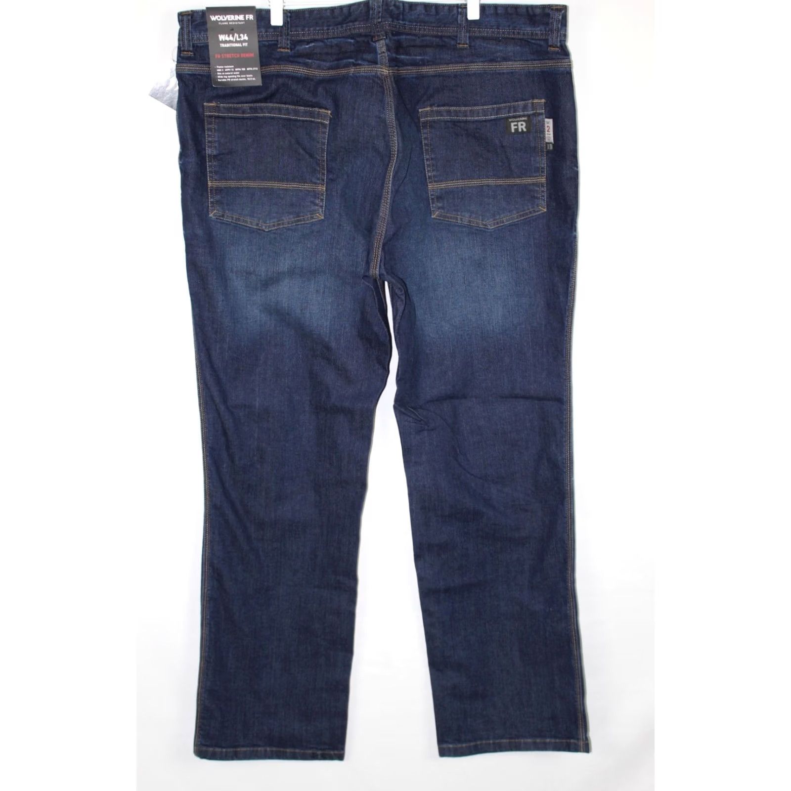 Denime Wolverine Men's FR Stretch Denim Traditional Fit 44 x 34 Dark Blue Jeans Size US 44 / EU 60 - 2 Thumbnail