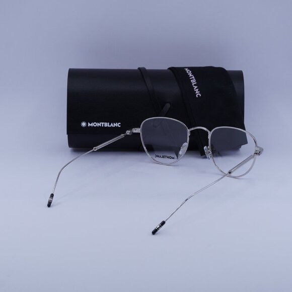 Montblanc Montblanc MB0111O 001 Eyeglasses Silver 49mm Geometric Frame Size ONE SIZE - 11 Thumbnail
