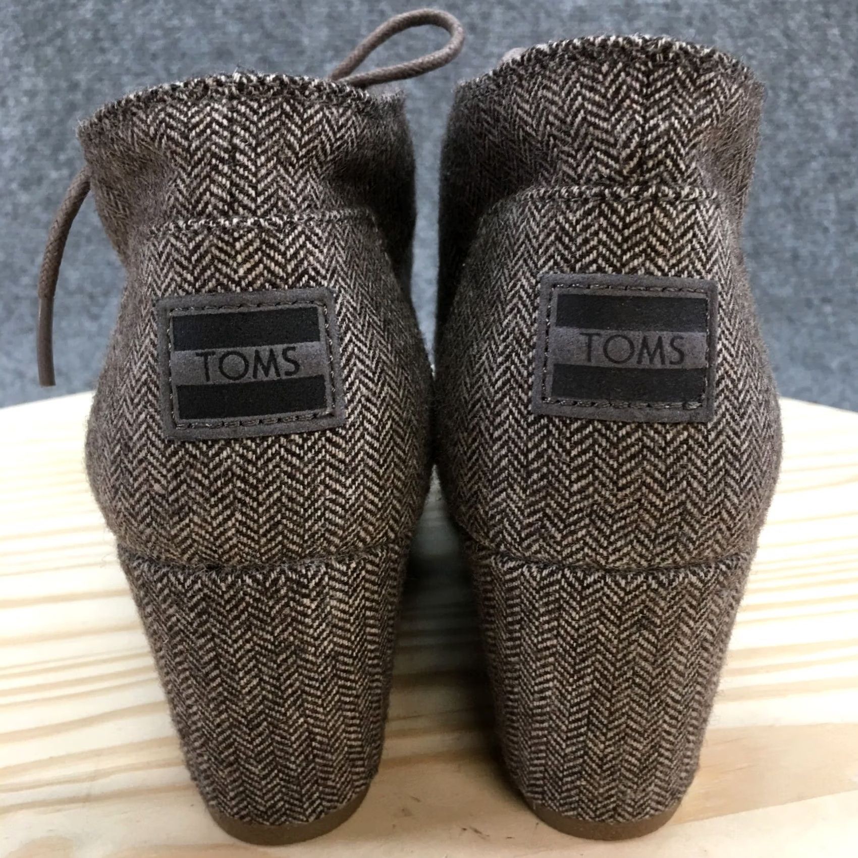 Toms TOMS Boots Womens 9.5 Herringbone Print Desert Ankle Bootie Brown Fabric Wedge Size US 10 / IT 40 - 7 Thumbnail
