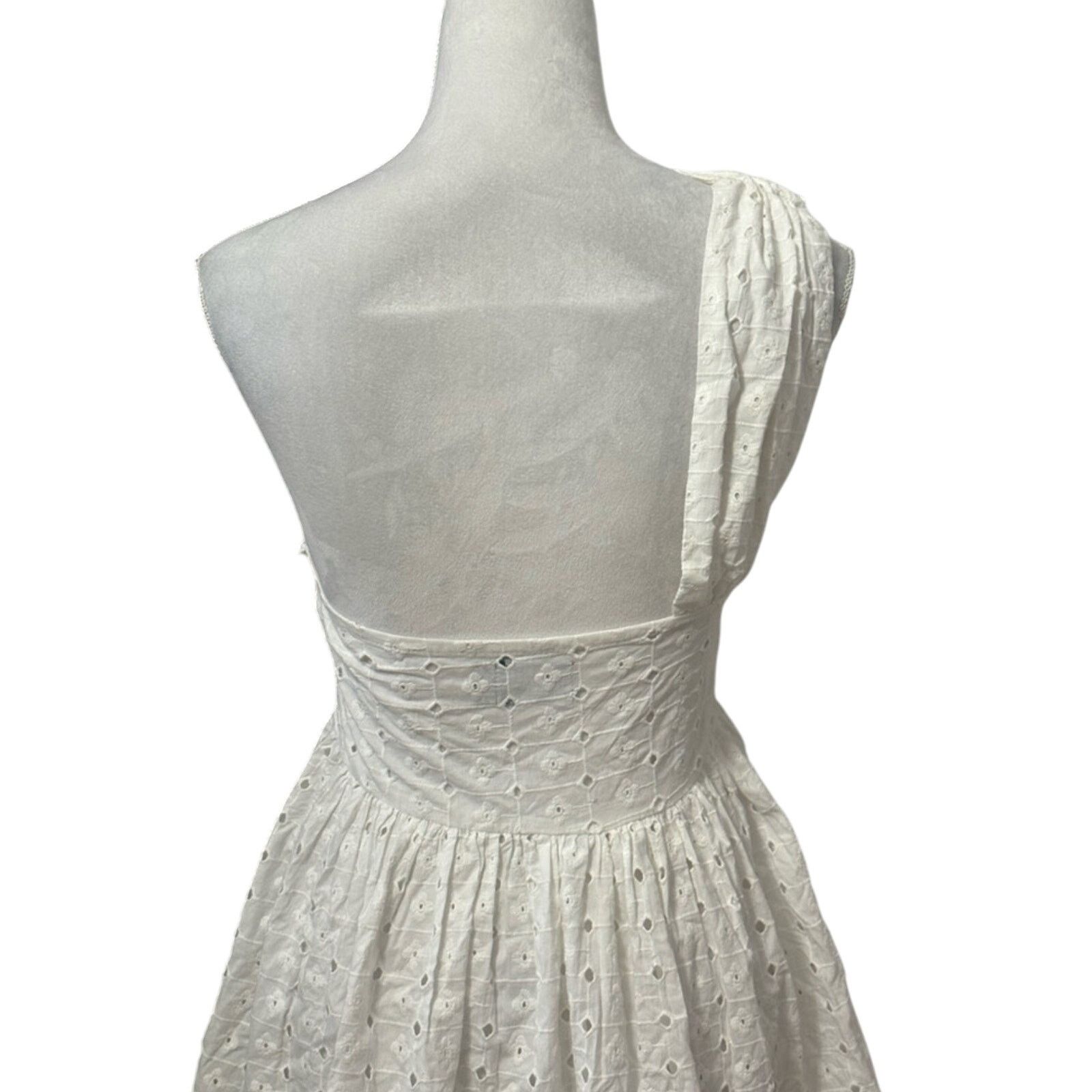 Asos ASOS Mini Dress Asymmetric One Shoulder Lace Ivory W 6 NWT Size M / US 6-8 / IT 42-44 - 6 Thumbnail