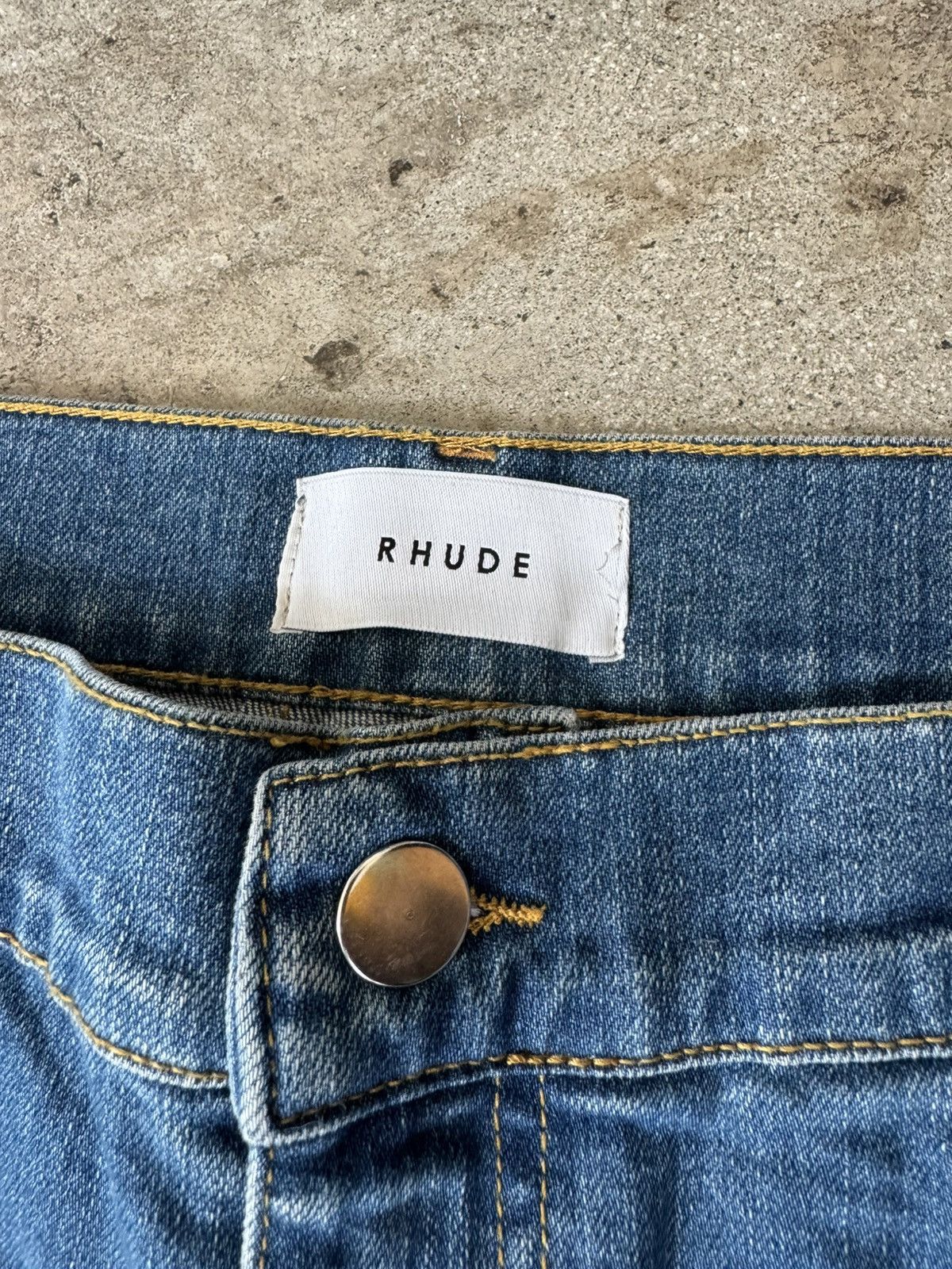 Rhude RHUDE SAMPLE THRASHED PLAID BOXER DENIM JEANS PANTS Size US 34 / EU 50 - 3 Thumbnail