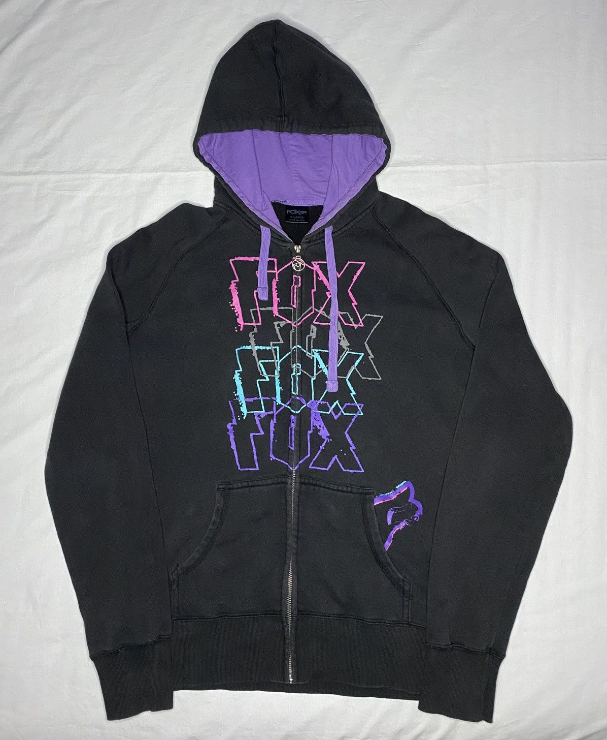 Fox Racing Vintage Y2K Fox Racing Hoodie Jacket Black Full Zip Size XL / US 12-14 / IT 48-50 - 1 Thumbnail