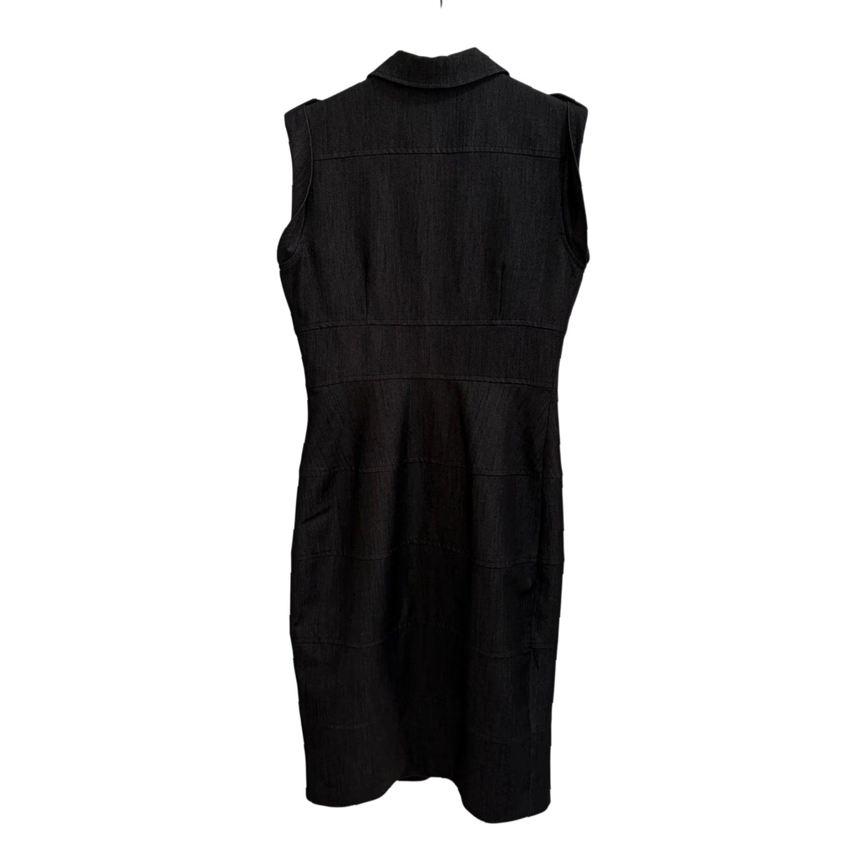 Calvin Klein Calvin Klein Sheath Dress Shirt Dress Black Denim Sleeveless Snap Button Business Women Size 2/32 Knee Length Lined Polyester Blend Stretch Collared Size XXS / US 00 / IT 34 - 2 Thumbnail