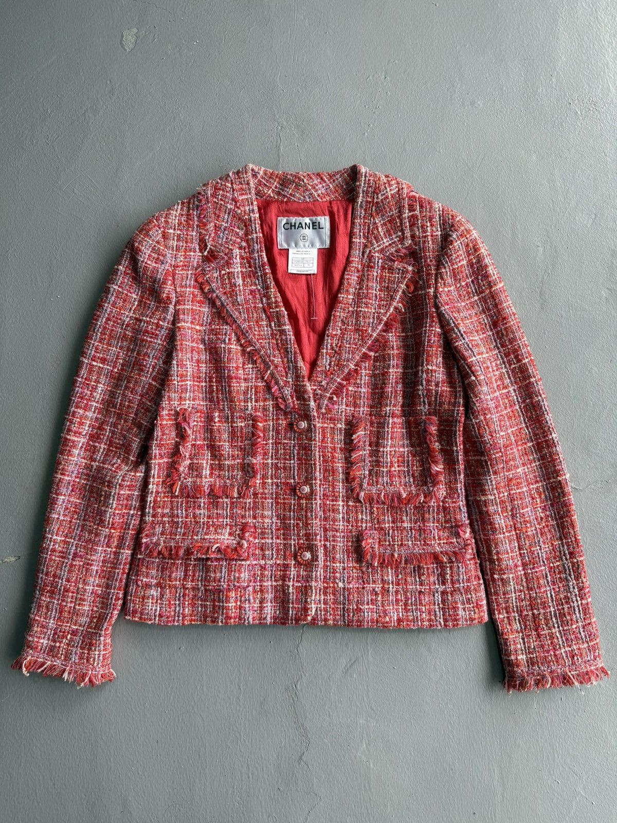 Chanel × Vintage 2004 Chanel Pink Tweed Blazer Size S / US 4 / IT 40 - 1 Thumbnail