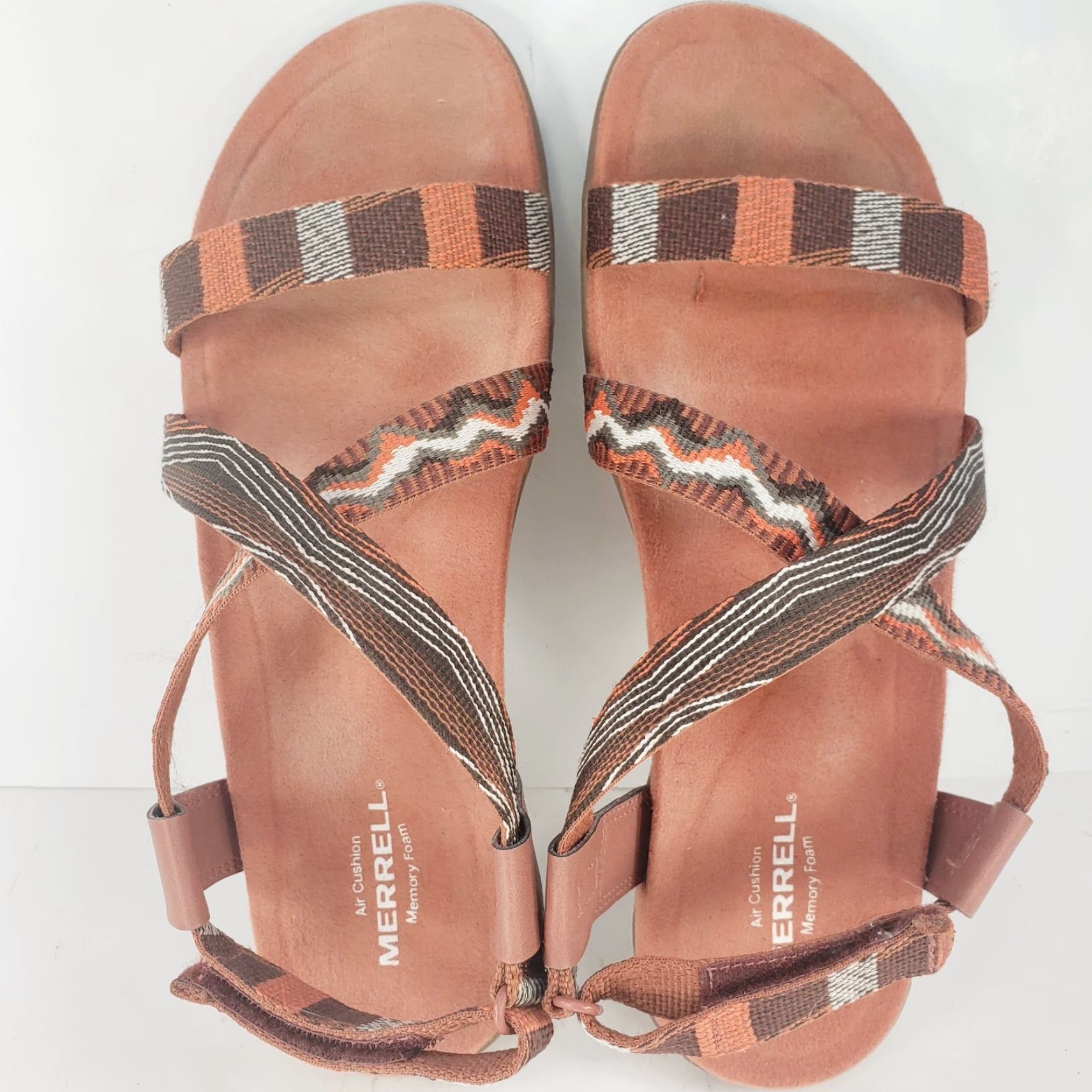 Merrell Merrell Womens Sandals Orange Strappy Comfort Arch Support Muri Redwood District Geometric Outdoor Fabric Slip-on Adjustable Hook & Eye Adults Womens Size US 9 / IT 39 - 6 Thumbnail
