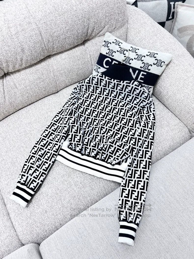 Fendi Fendi Black and White Vintage Print Mink Knit Short Leathe Size XS / US 0-2 / IT 36-38 - 3 Thumbnail