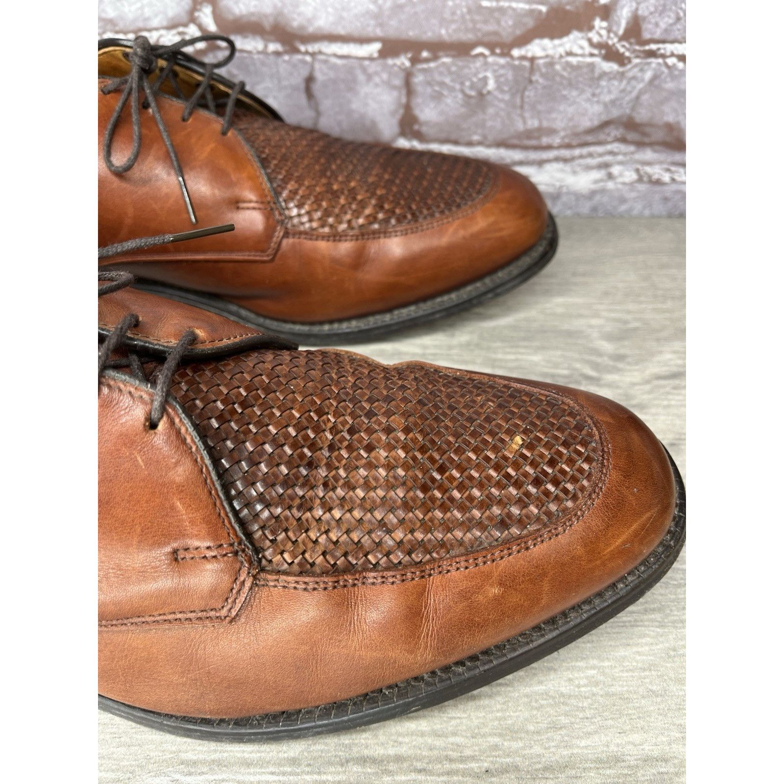 Allen Edmonds Allen Edmonds Norfolk Woven Brown Leather Oxfords Dress Shoe Size US 11.5 / EU 44-45 - 16 Thumbnail