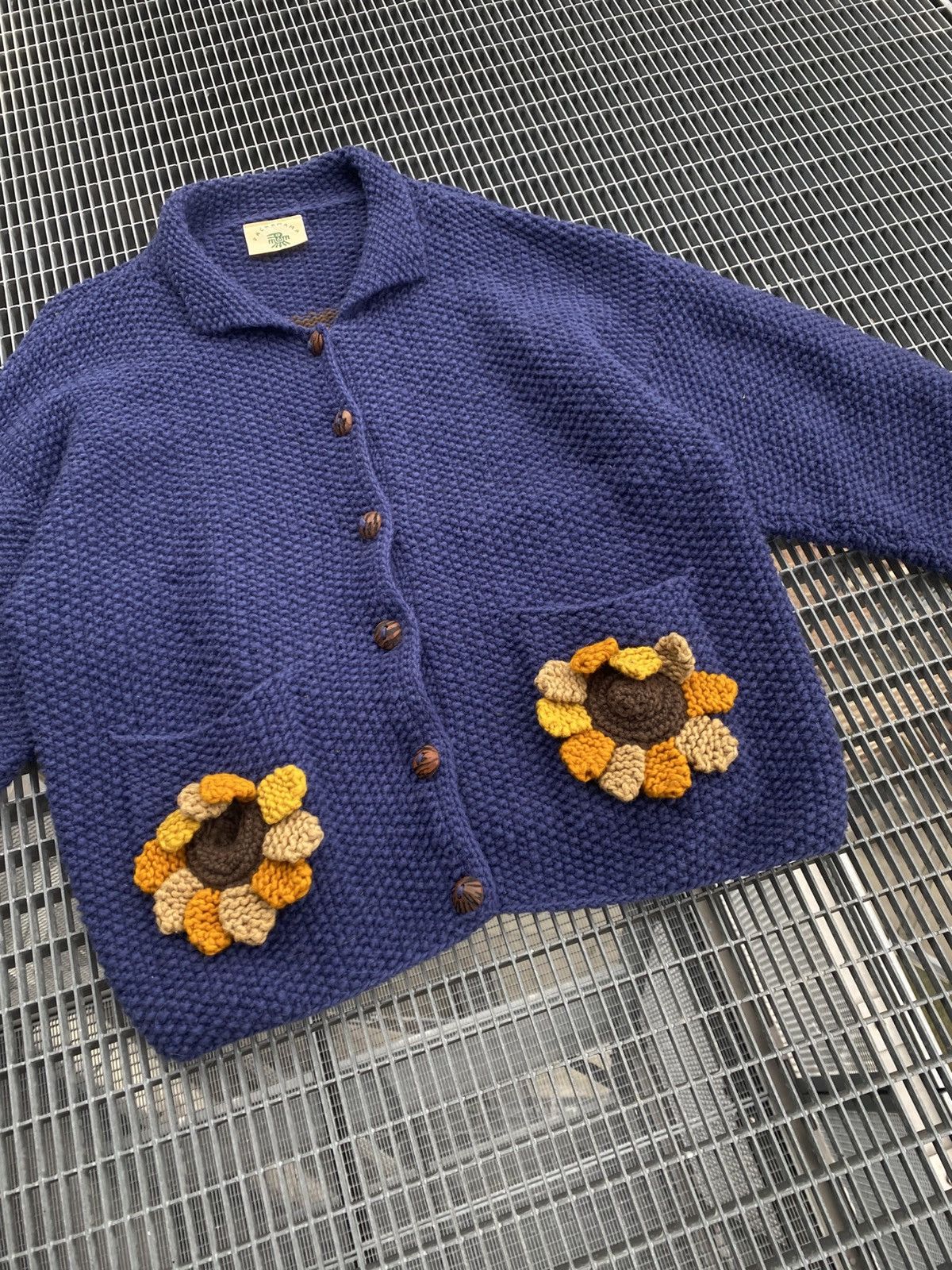 Handmade Vintage 90s Pachamama Handmade Wool Knitted Cardigan Size US M / EU 48-50 / 2 - 5 Thumbnail