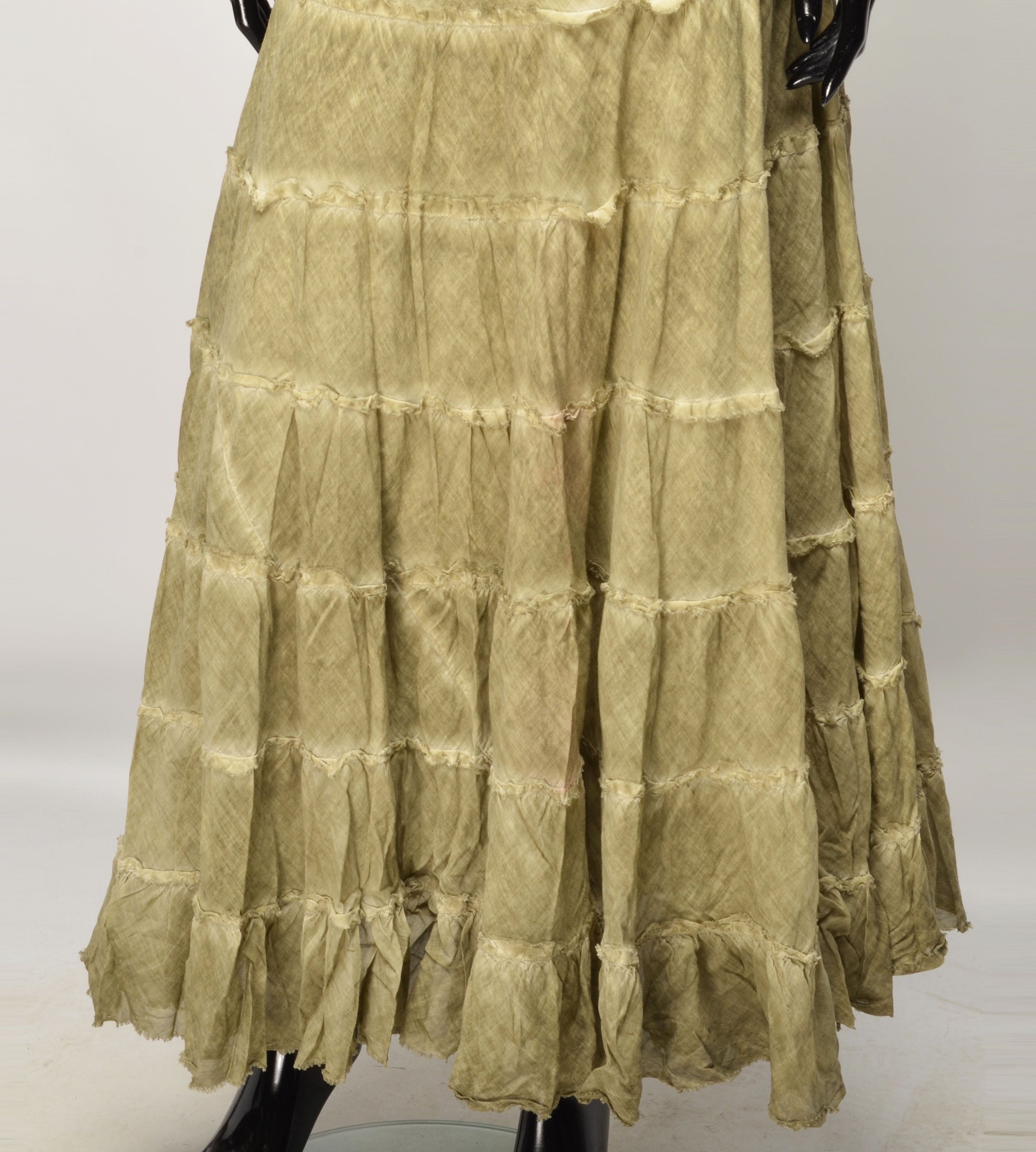 Free People Free People Y2K Boho Olive Green Tiered Maxi Skirt Size 27" / US 4 / IT 40 - 3 Thumbnail