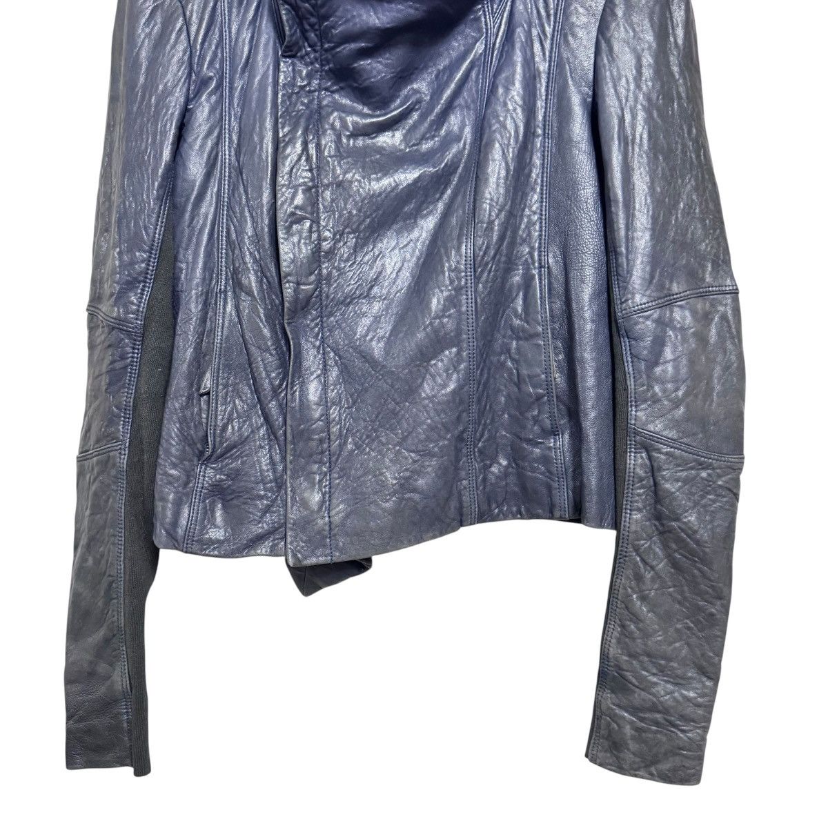 Japanese Brand Husk Hi-Neck Leather Biker Jacket Rick Owens Style Size S / US 4 / IT 40 - 4 Thumbnail