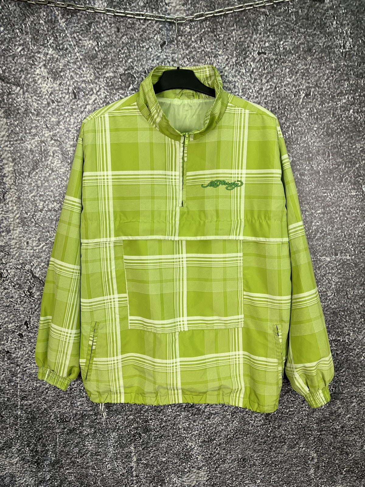 Ed Hardy Vintage Ed Hardy Green Check 1/4 Zip Jacket Streetwear Y2K Size US XL / EU 56 / 4 - 1 Thumbnail