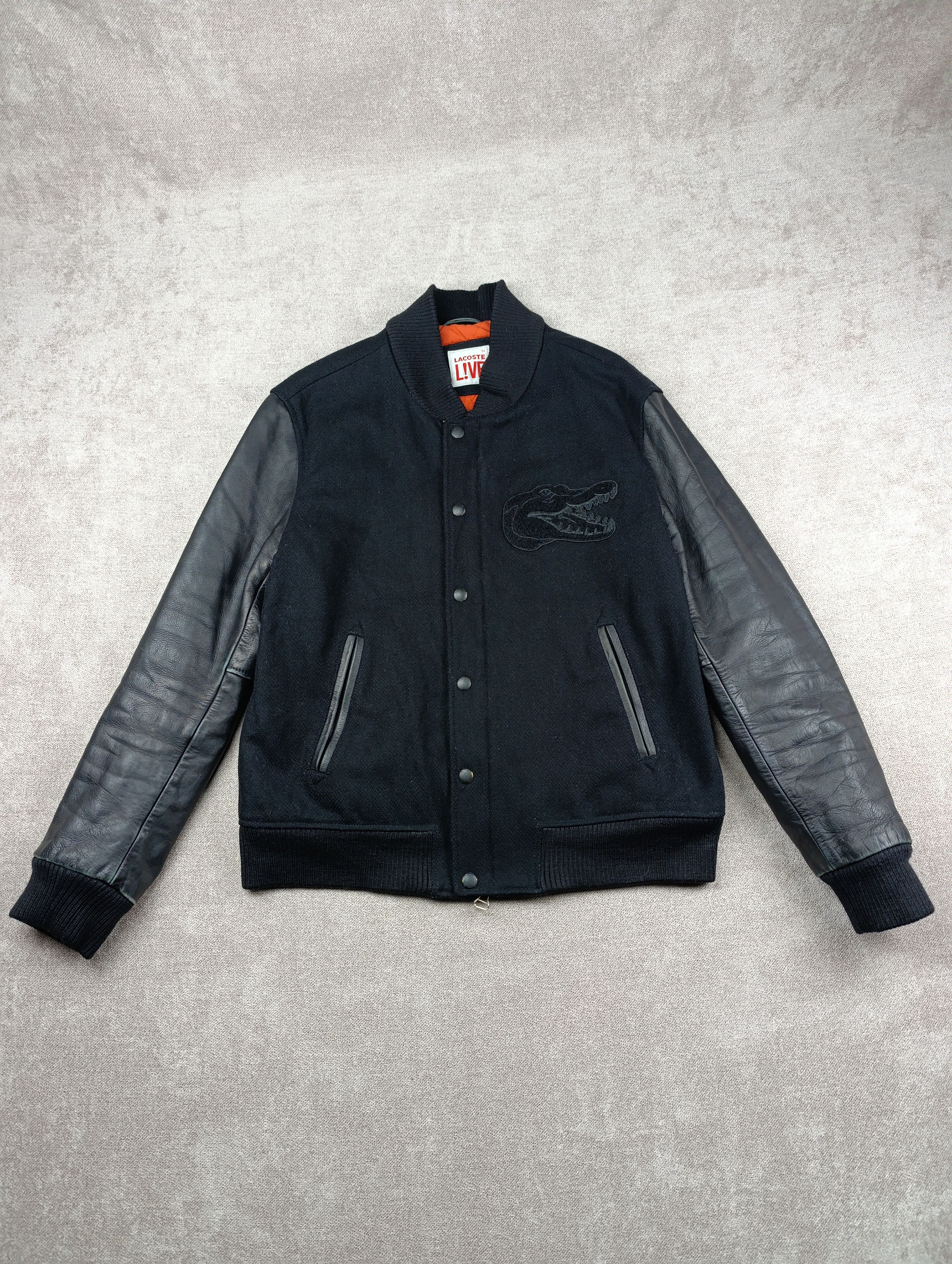 Lacoste Lacoste Live Black Leather Varsity Wool Jacket Mens Size US M / EU 48-50 / 2 - 1 Thumbnail